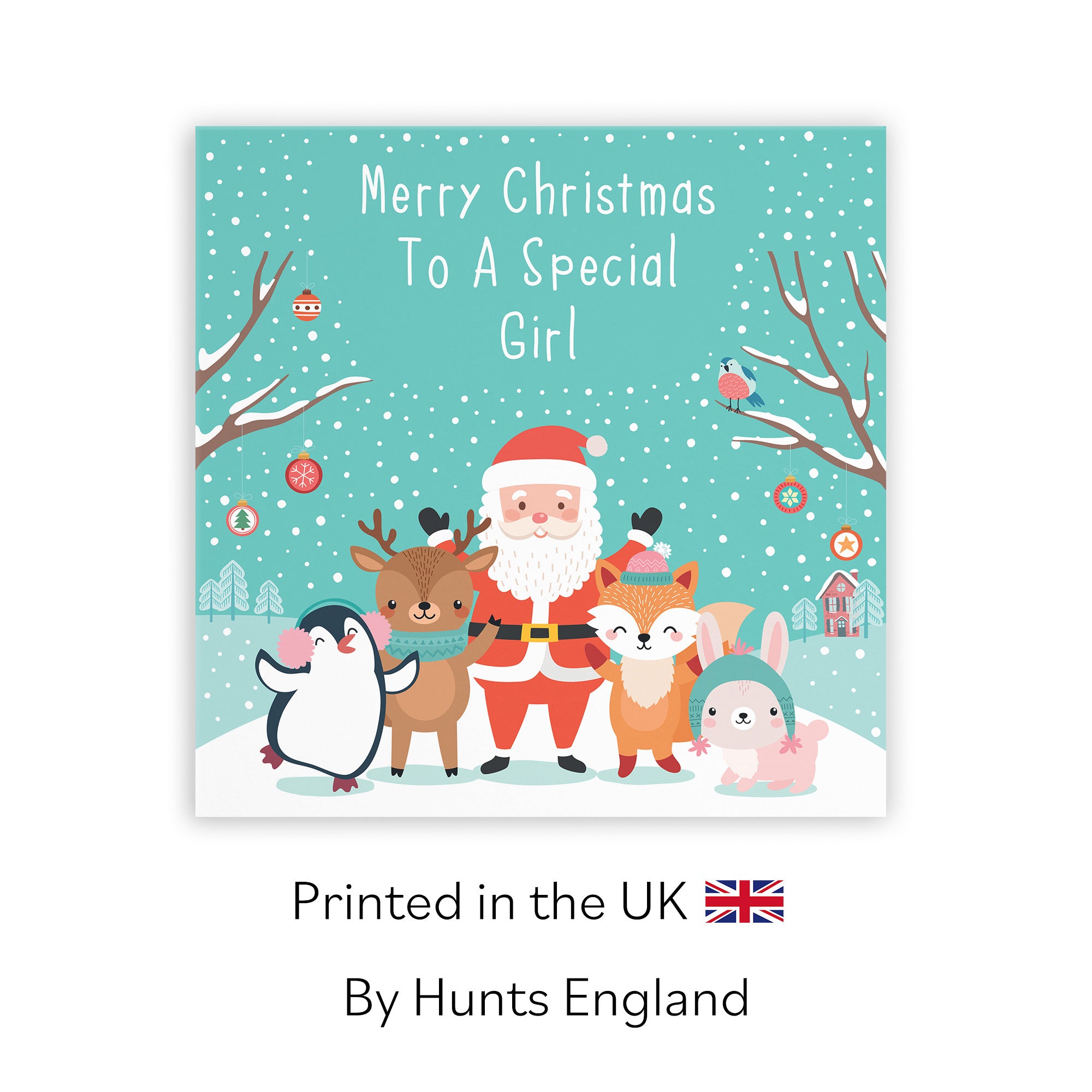 Girl Christmas Card Santa & Friends - Default Title (TH03149)