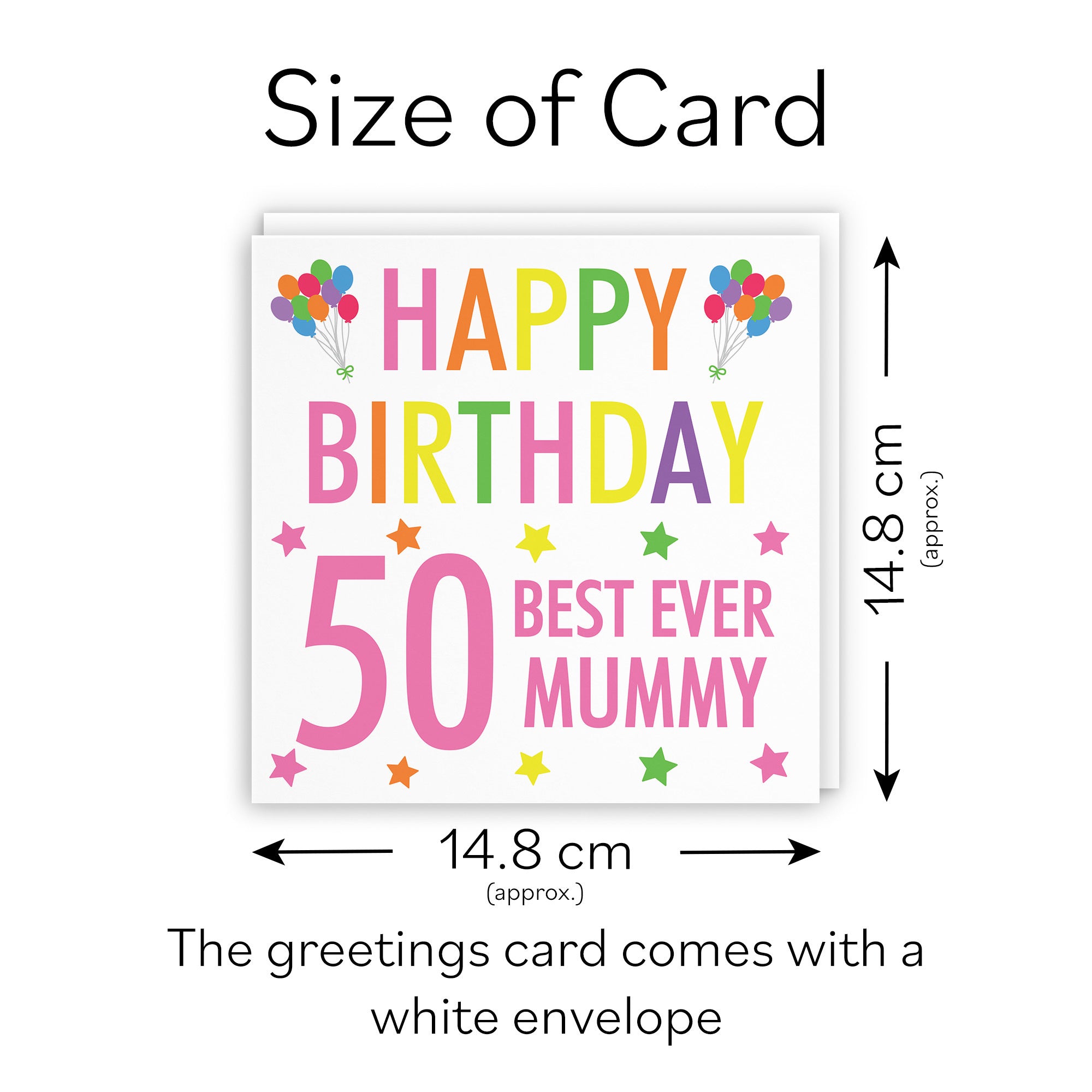 50th Mummy Birthday Card Colourful - Default Title (TH03152)