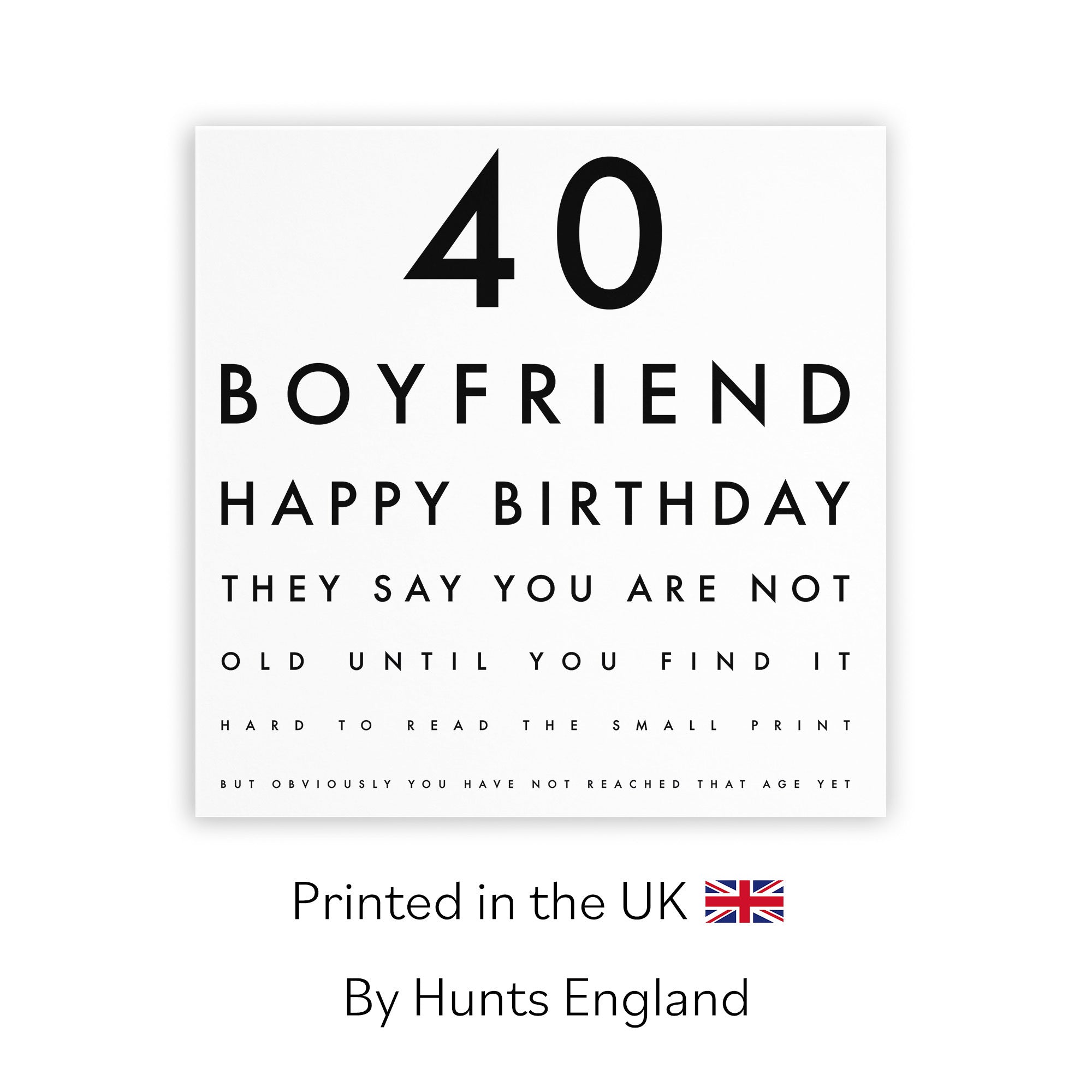 40th Boyfriend Birthday Card Funny Eye Sight Letters - Default Title (TH03167)
