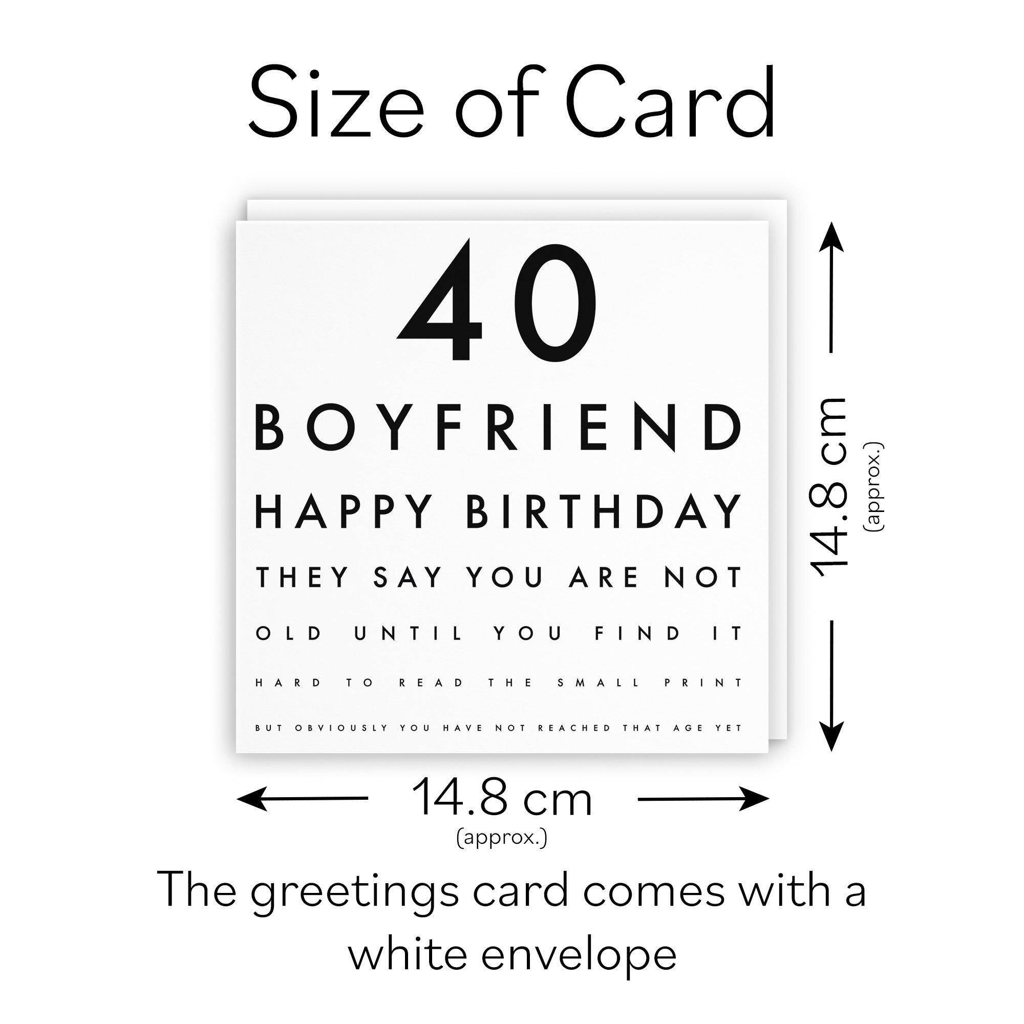 40th Boyfriend Birthday Card Funny Eye Sight Letters - Default Title (TH03167)