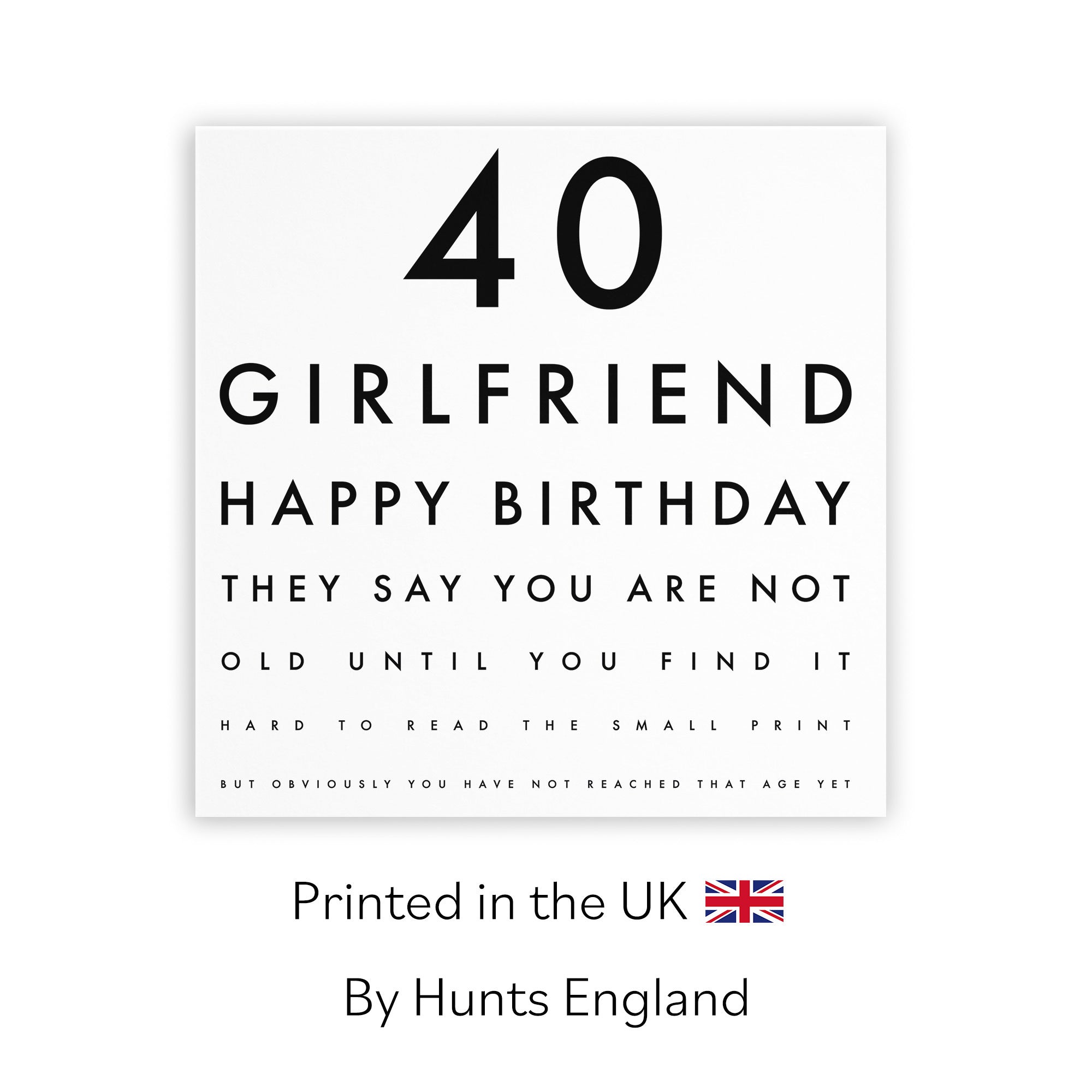 40th Girlfriend Birthday Card Funny Eye Sight Letters - Default Title (TH03168)