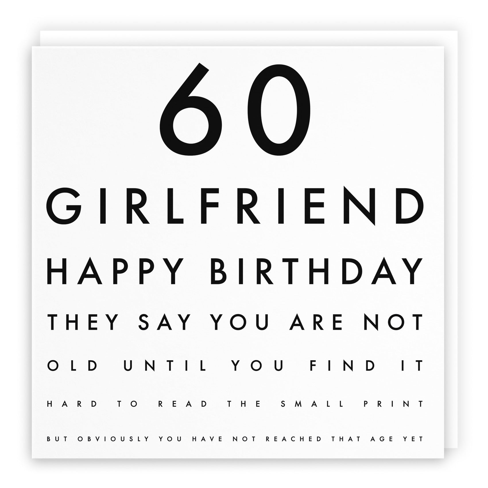 60th Girlfriend Birthday Card Funny Eye Sight Letters - Default Title (TH03170)