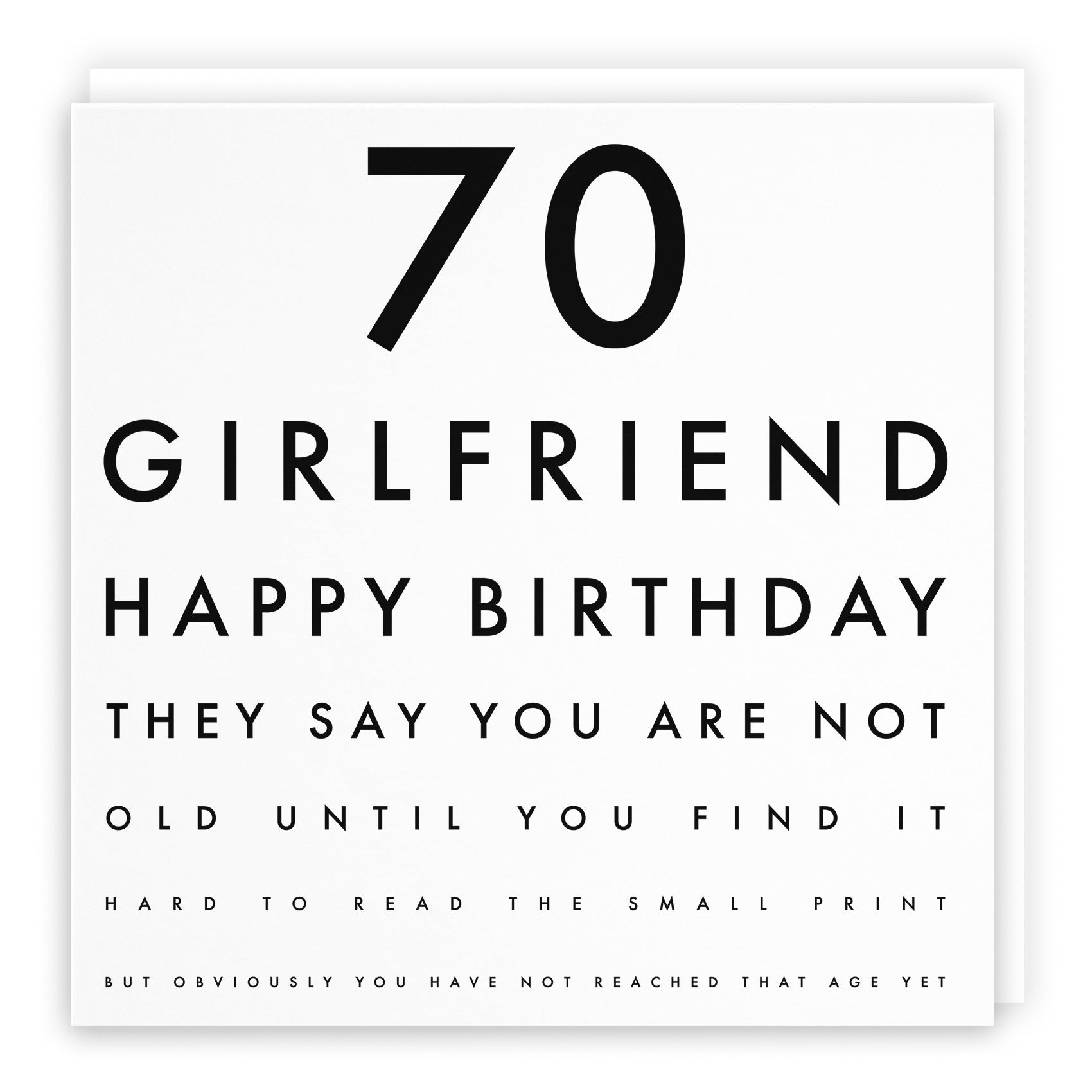 70th Girlfriend Birthday Card Funny Eye Sight Letters - Default Title (TH03171)