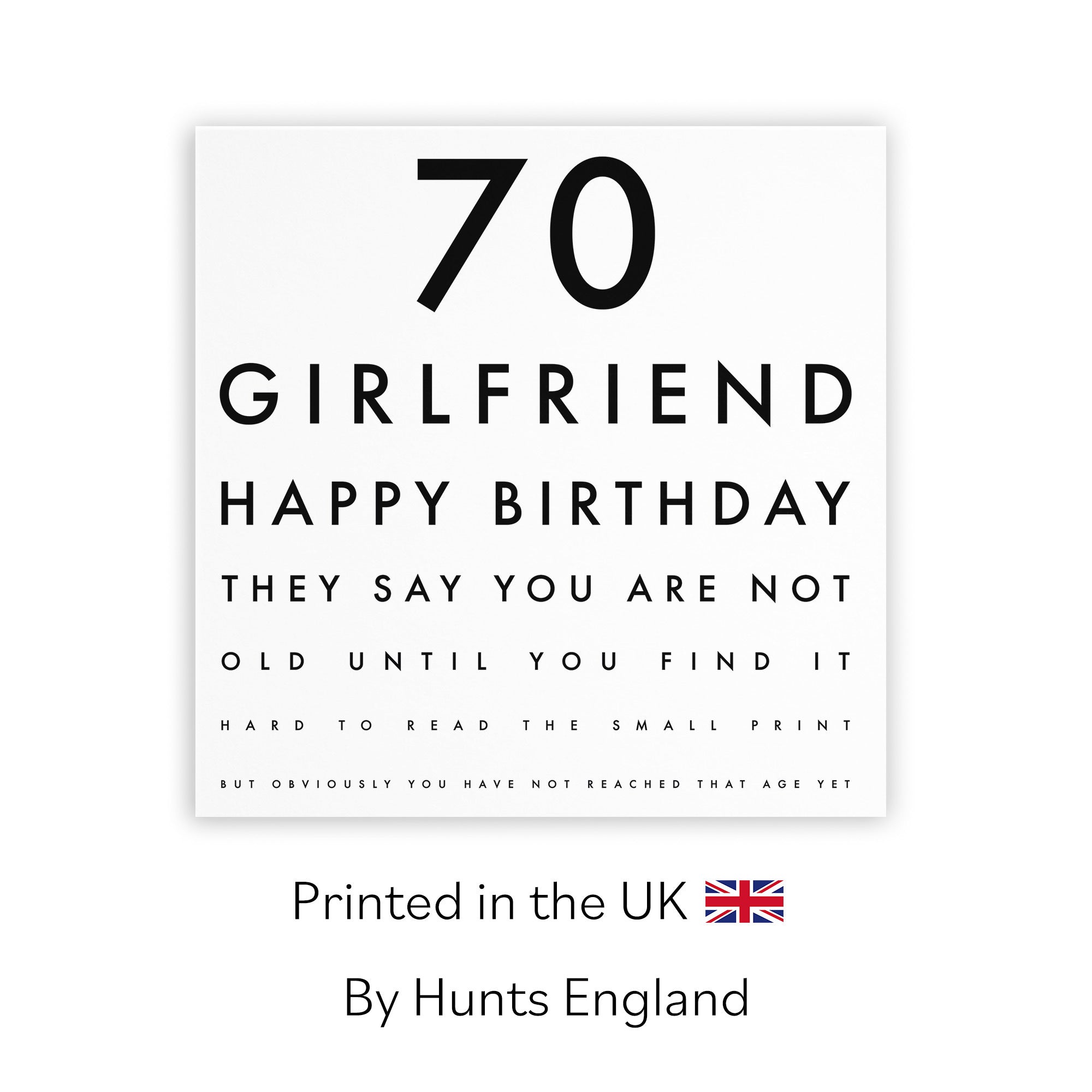 70th Girlfriend Birthday Card Funny Eye Sight Letters - Default Title (TH03171)
