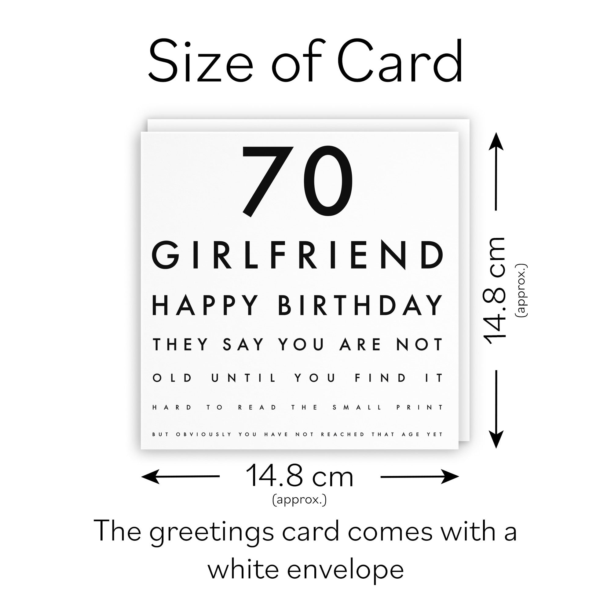 70th Girlfriend Birthday Card Funny Eye Sight Letters - Default Title (TH03171)