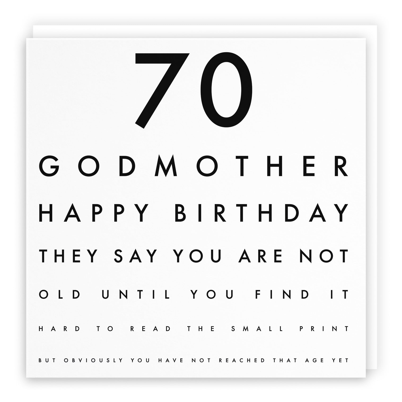 70th Godmother Birthday Card Funny Eye Sight Letters - Default Title (TH03175)