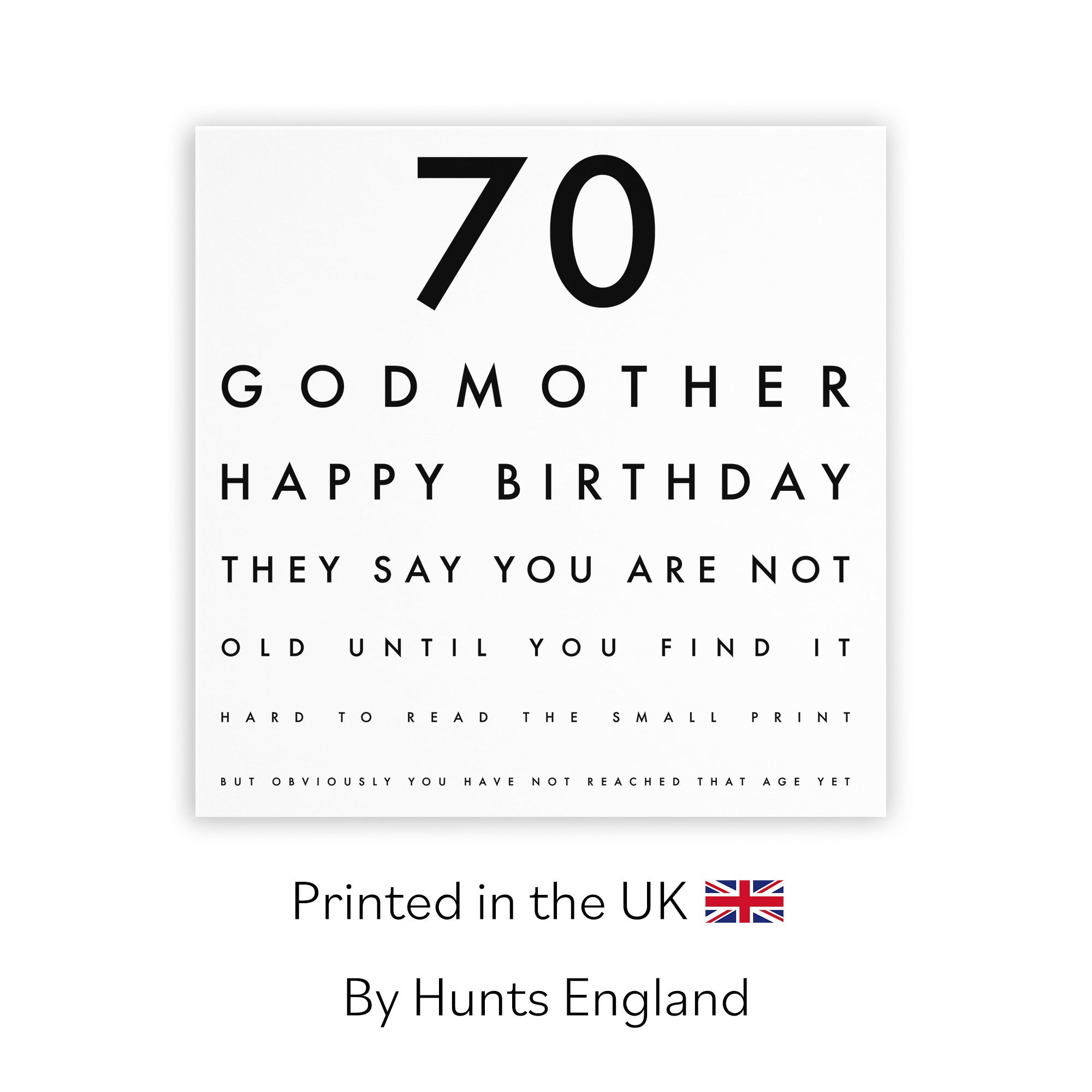 70th Godmother Birthday Card Funny Eye Sight Letters - Default Title (TH03175)