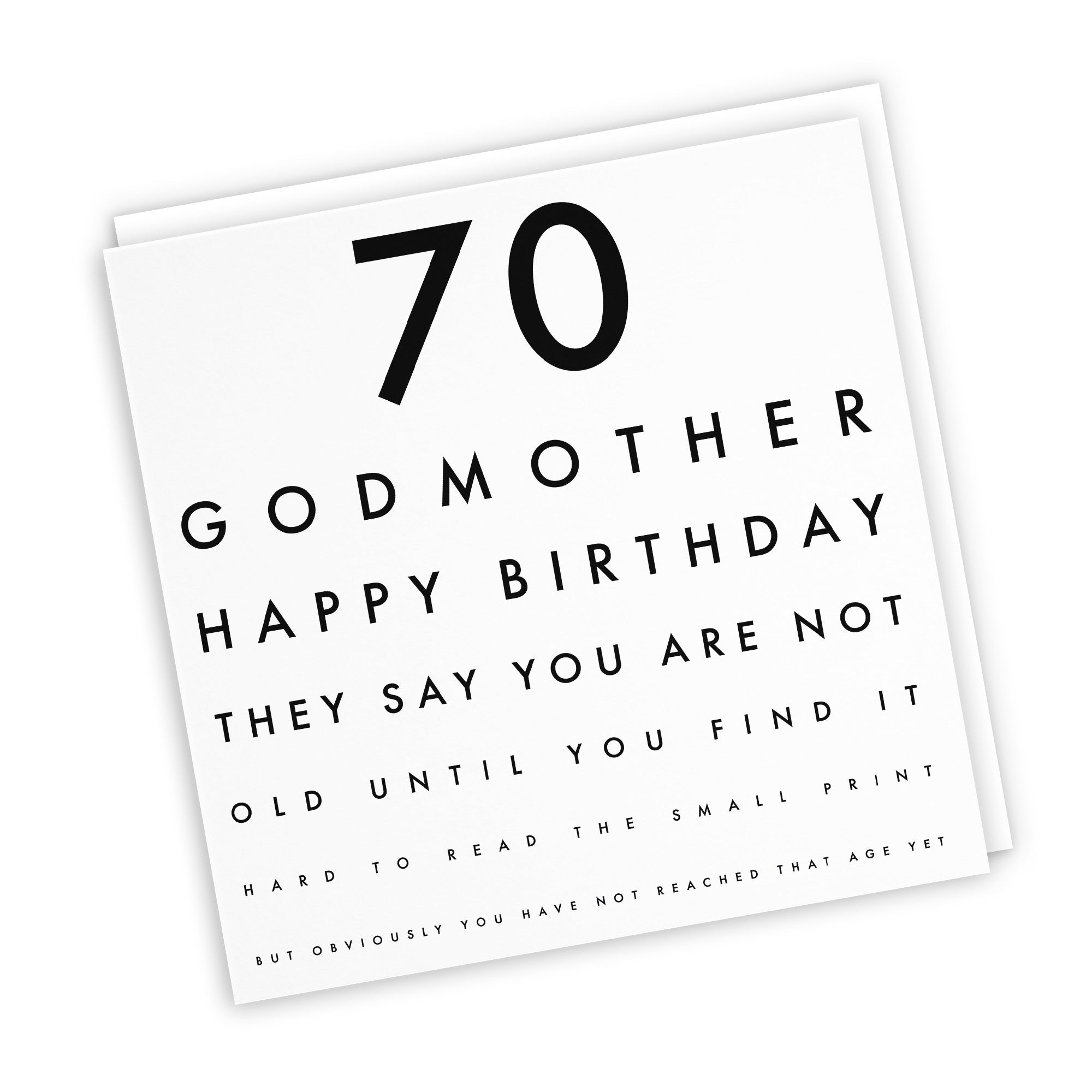 70th Godmother Birthday Card Funny Eye Sight Letters - Default Title (TH03175)