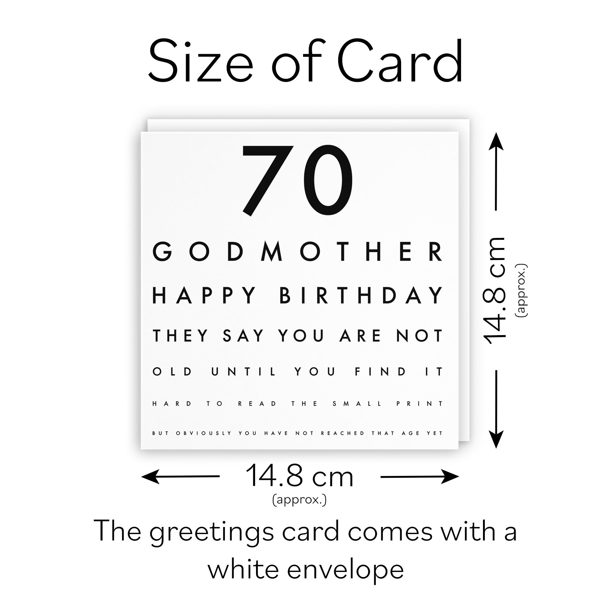 70th Godmother Birthday Card Funny Eye Sight Letters - Default Title (TH03175)