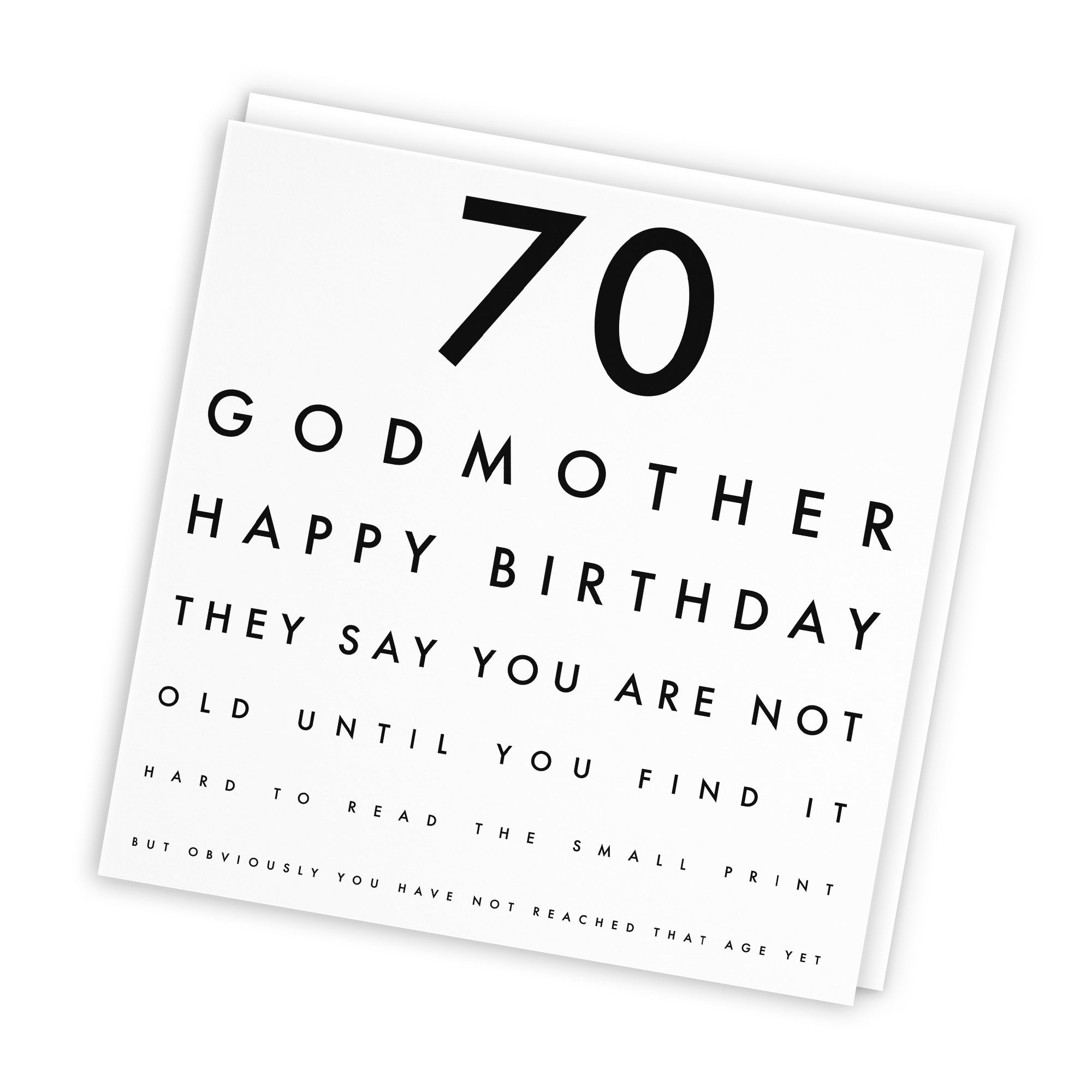 70th Godmother Birthday Card Funny Eye Sight Letters - Default Title (TH03175)