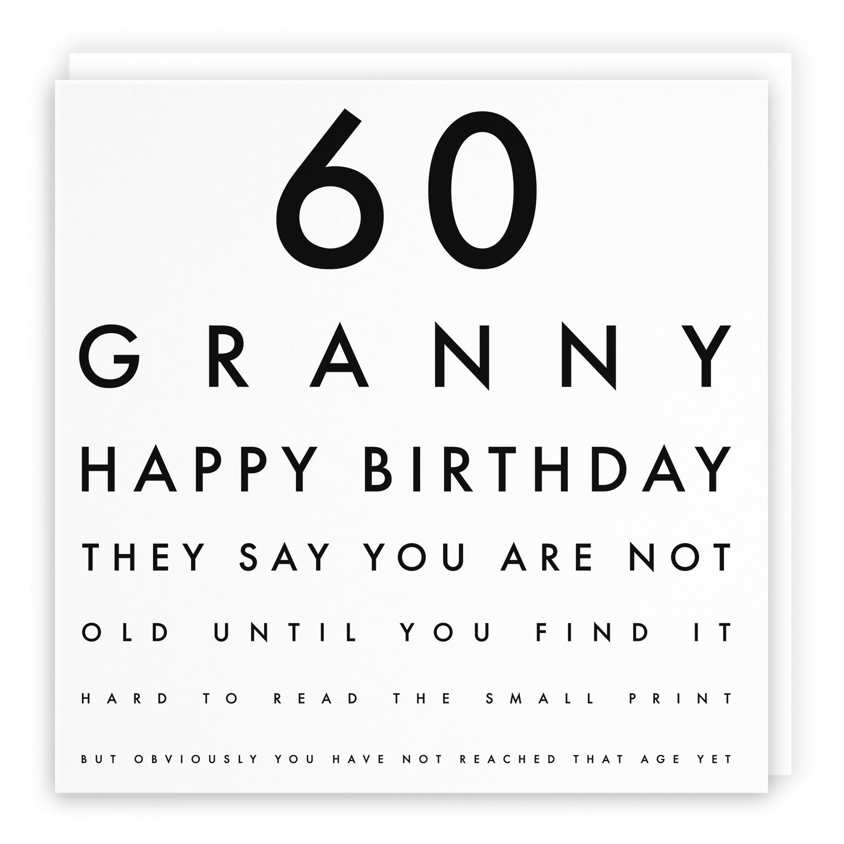 60th Granny Birthday Card Funny Eye Sight Letters - Default Title (TH03176)