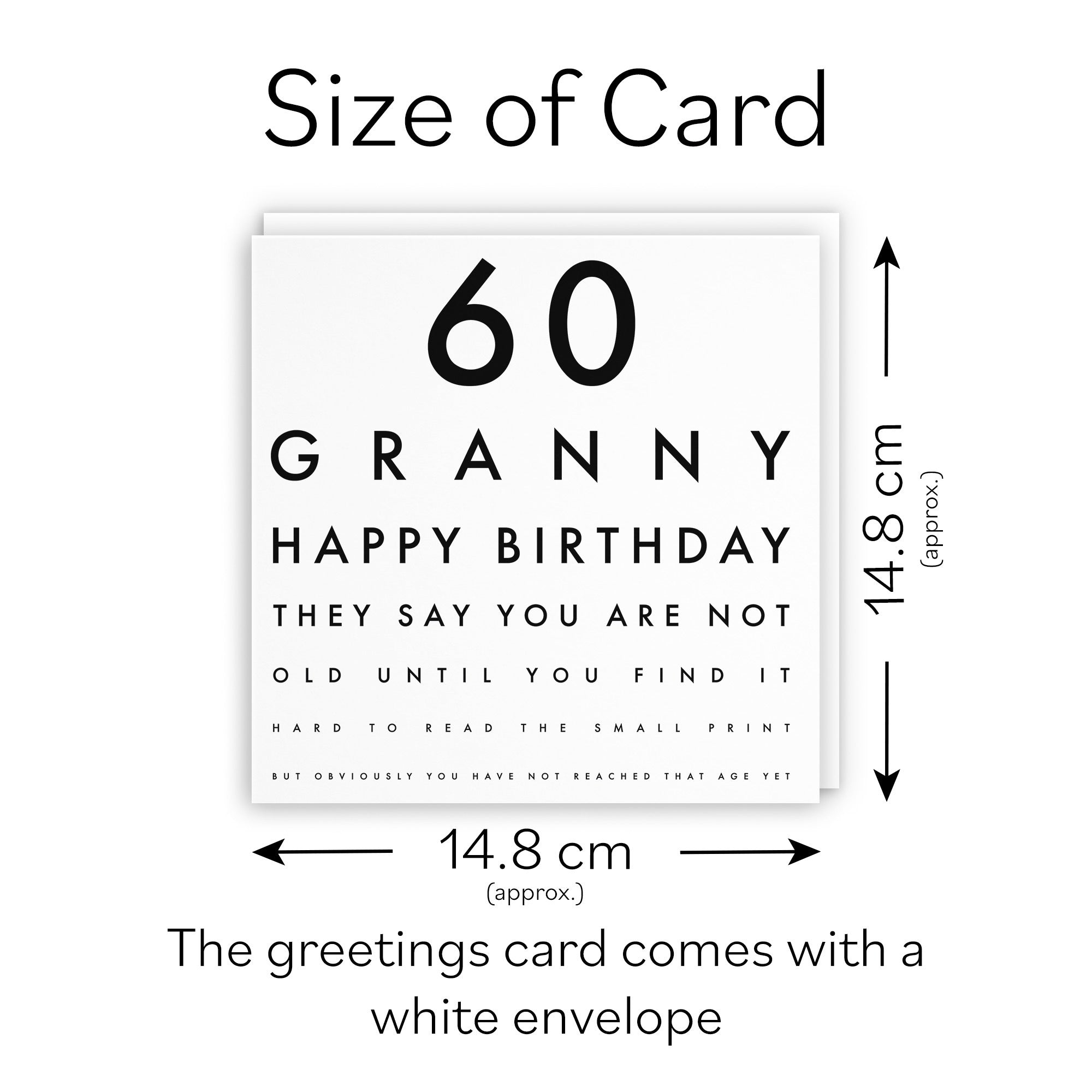 60th Granny Birthday Card Funny Eye Sight Letters - Default Title (TH03176)