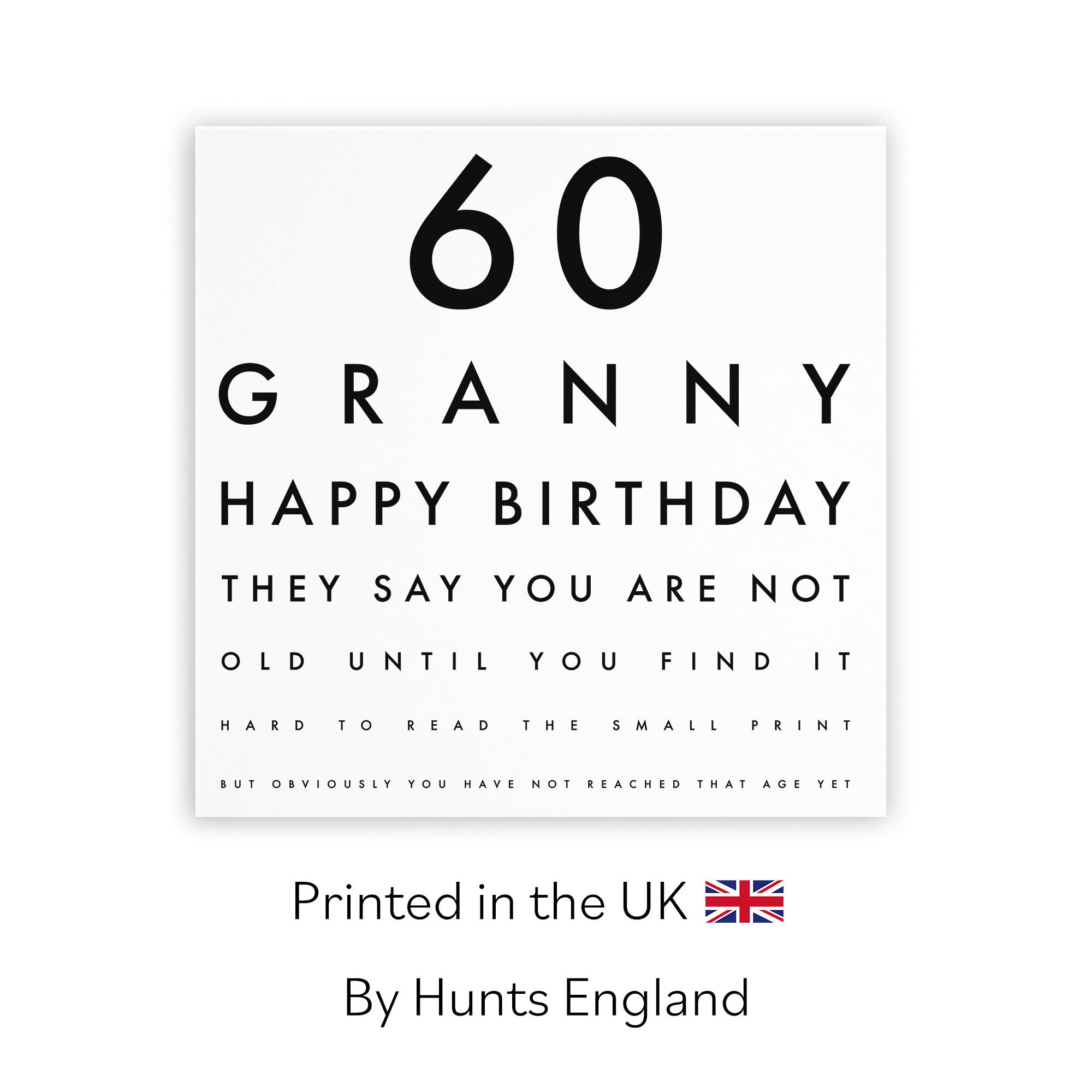 60th Granny Birthday Card Funny Eye Sight Letters - Default Title (TH03176)