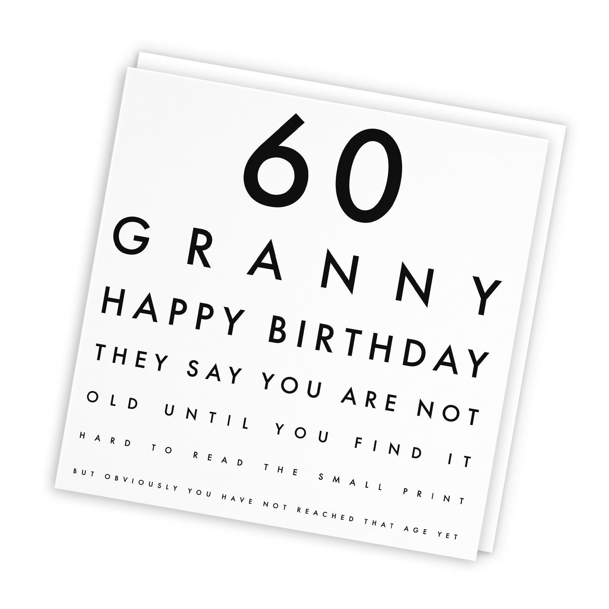 60th Granny Birthday Card Funny Eye Sight Letters - Default Title (TH03176)