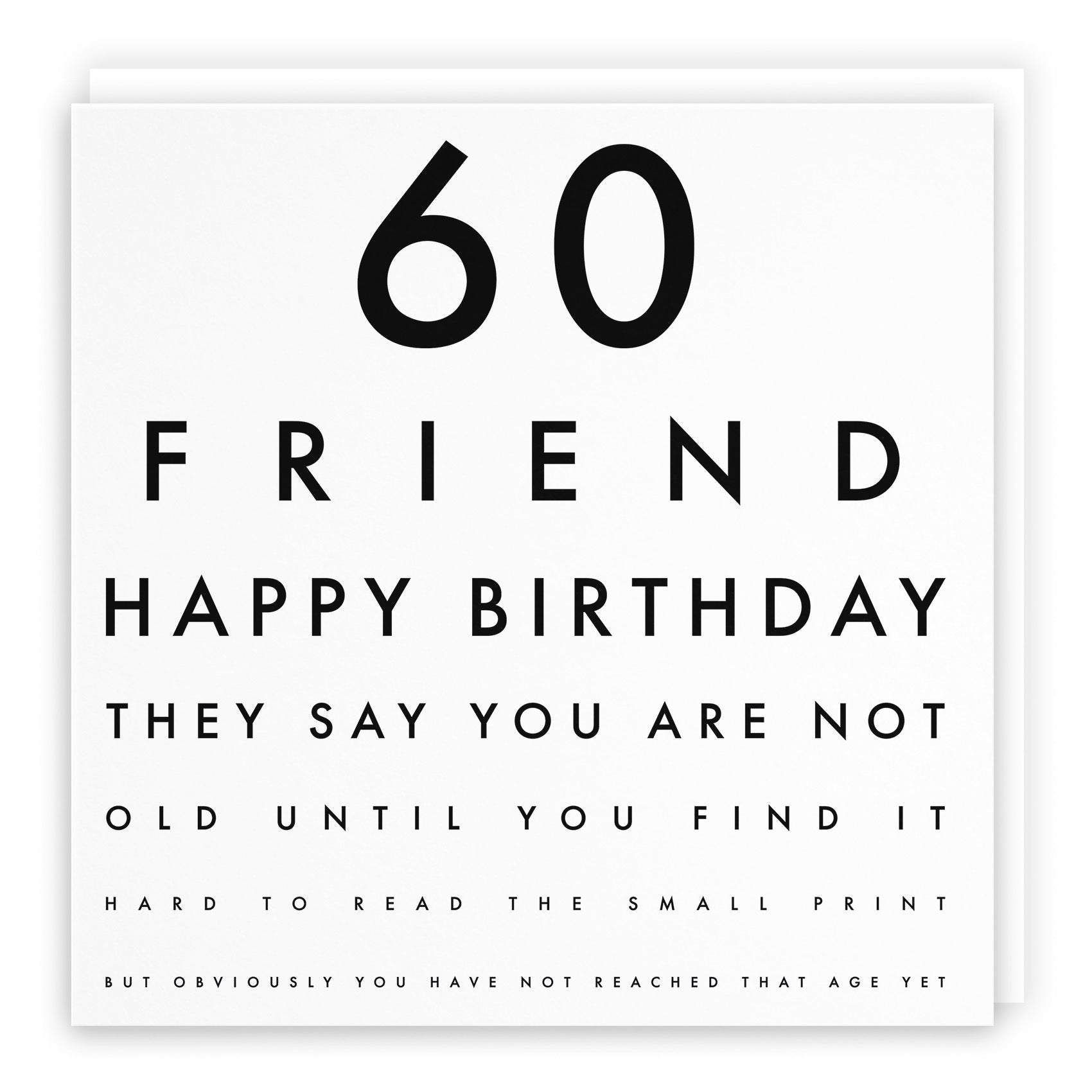 60th Friend Birthday Card Funny Eye Sight Letters - Default Title (TH03184)