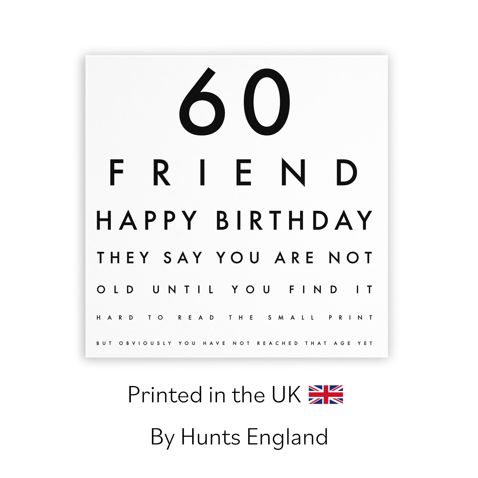 60th Friend Birthday Card Funny Eye Sight Letters - Default Title (TH03184)