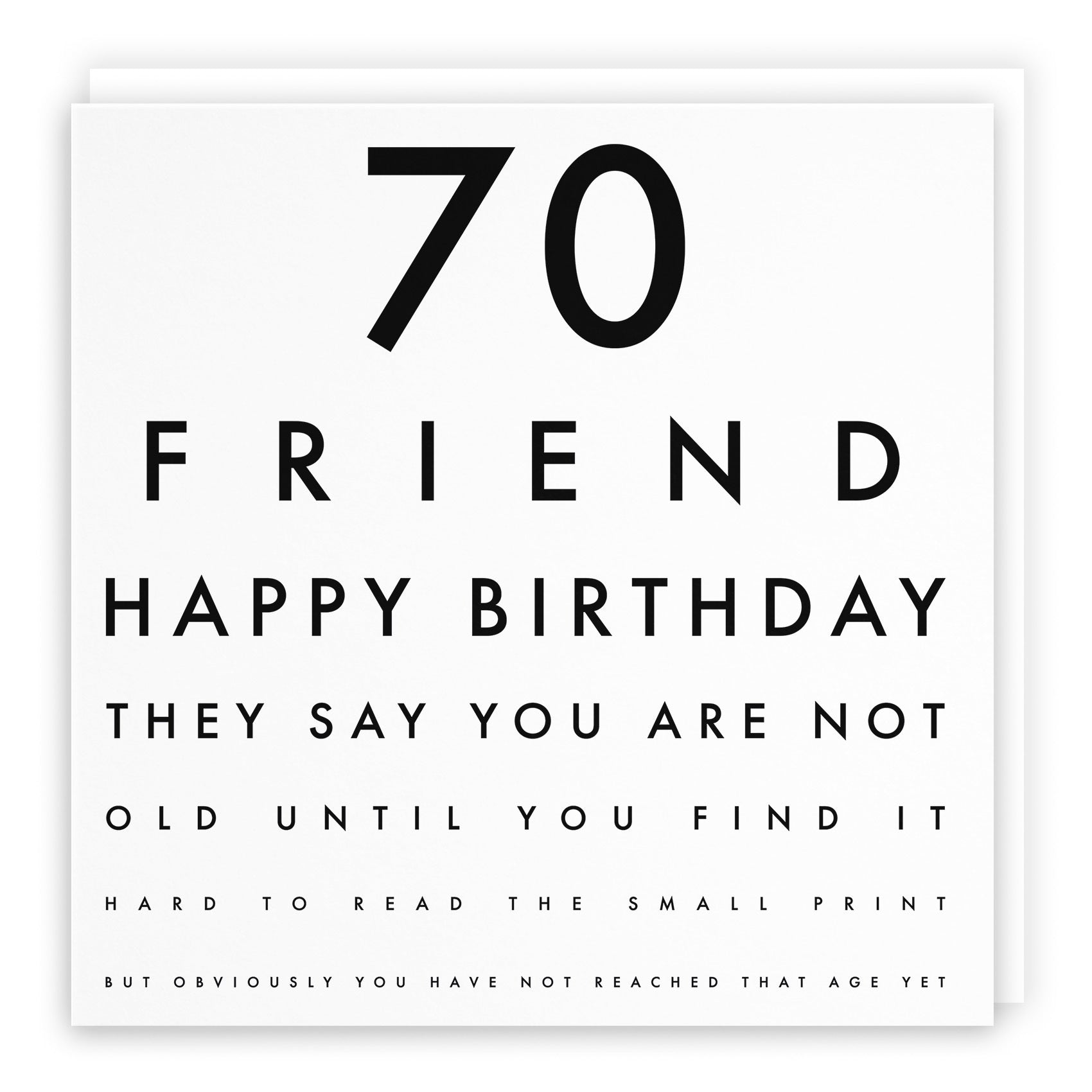 70th Friend Birthday Card Funny Eye Sight Letters - Default Title (TH03186)