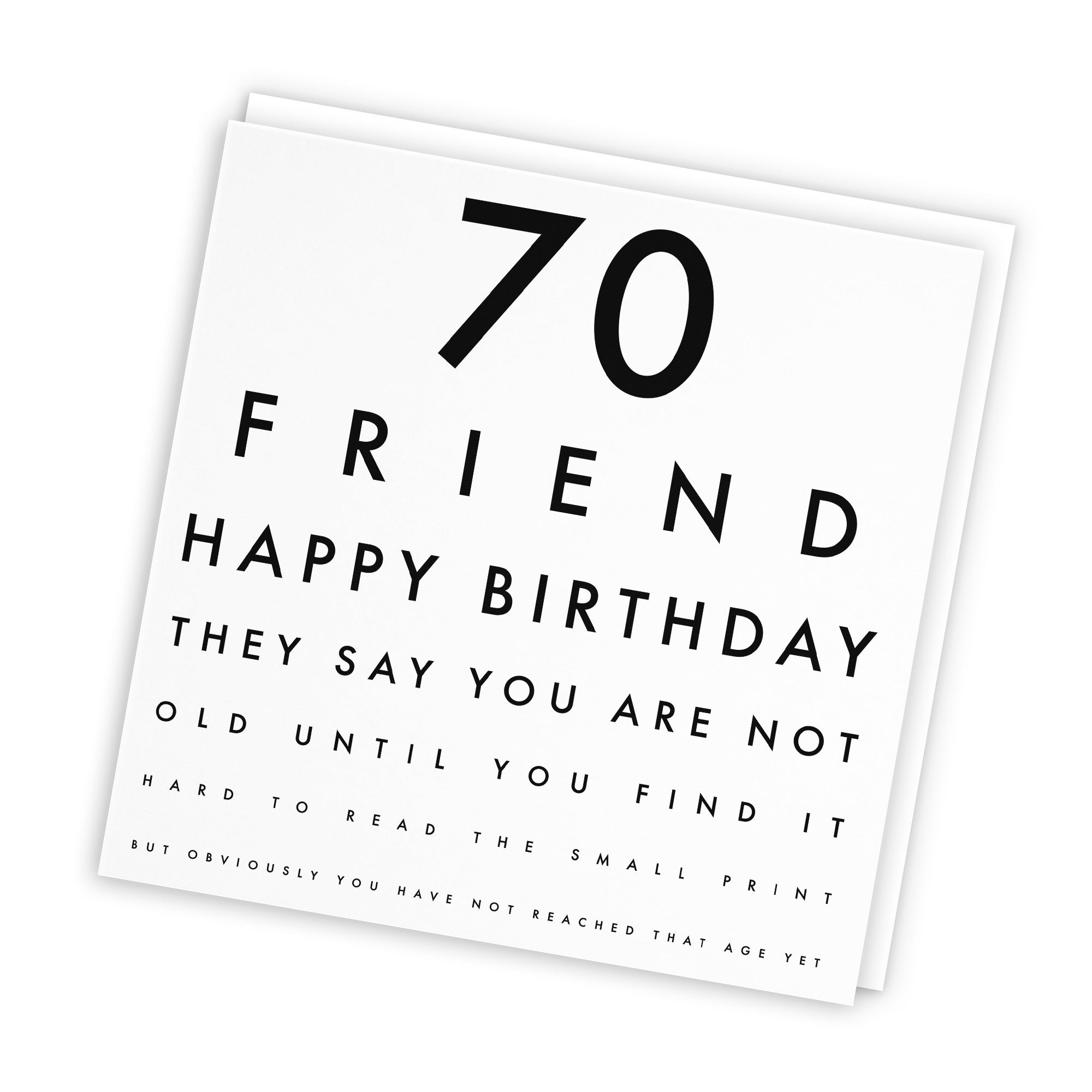 70th Friend Birthday Card Funny Eye Sight Letters - Default Title (TH03186)