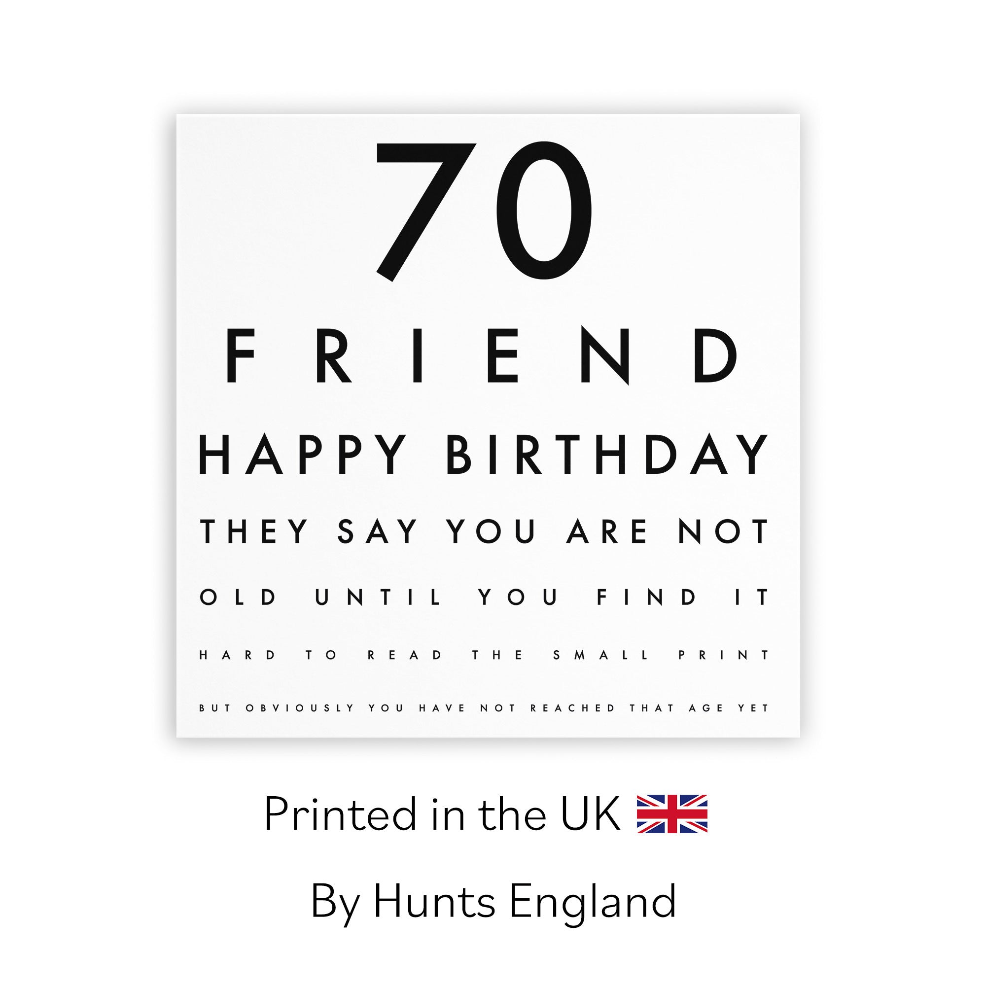 70th Friend Birthday Card Funny Eye Sight Letters - Default Title (TH03186)