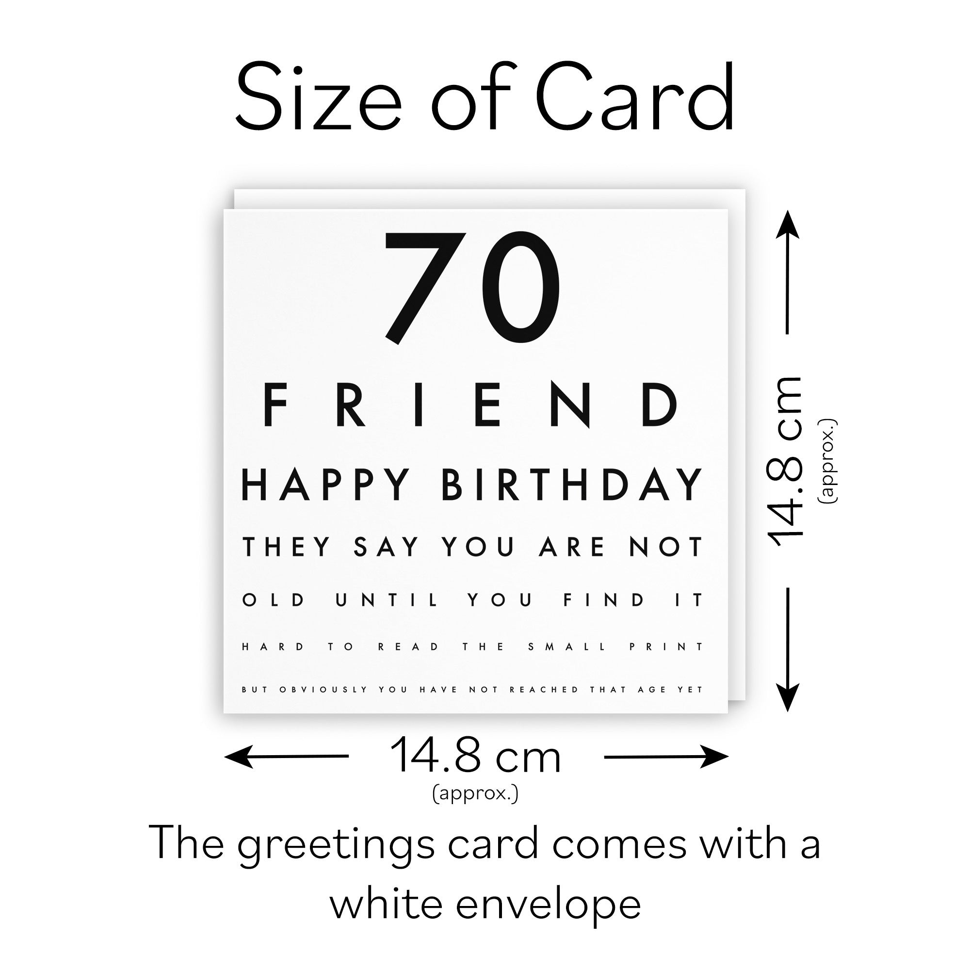 70th Friend Birthday Card Funny Eye Sight Letters - Default Title (TH03186)