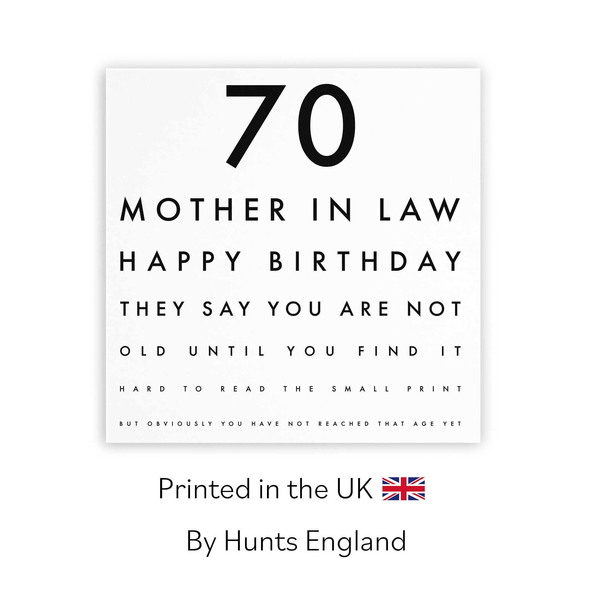 70th Mother In Law Birthday Card Funny Eye Sight Letters - Default Title (TH03188)