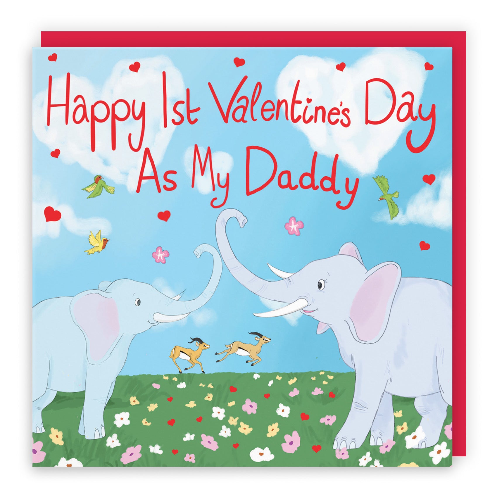 1st Valentine's Day As My Daddy Elephants Card Cute Animals - Default Title (TH03324)