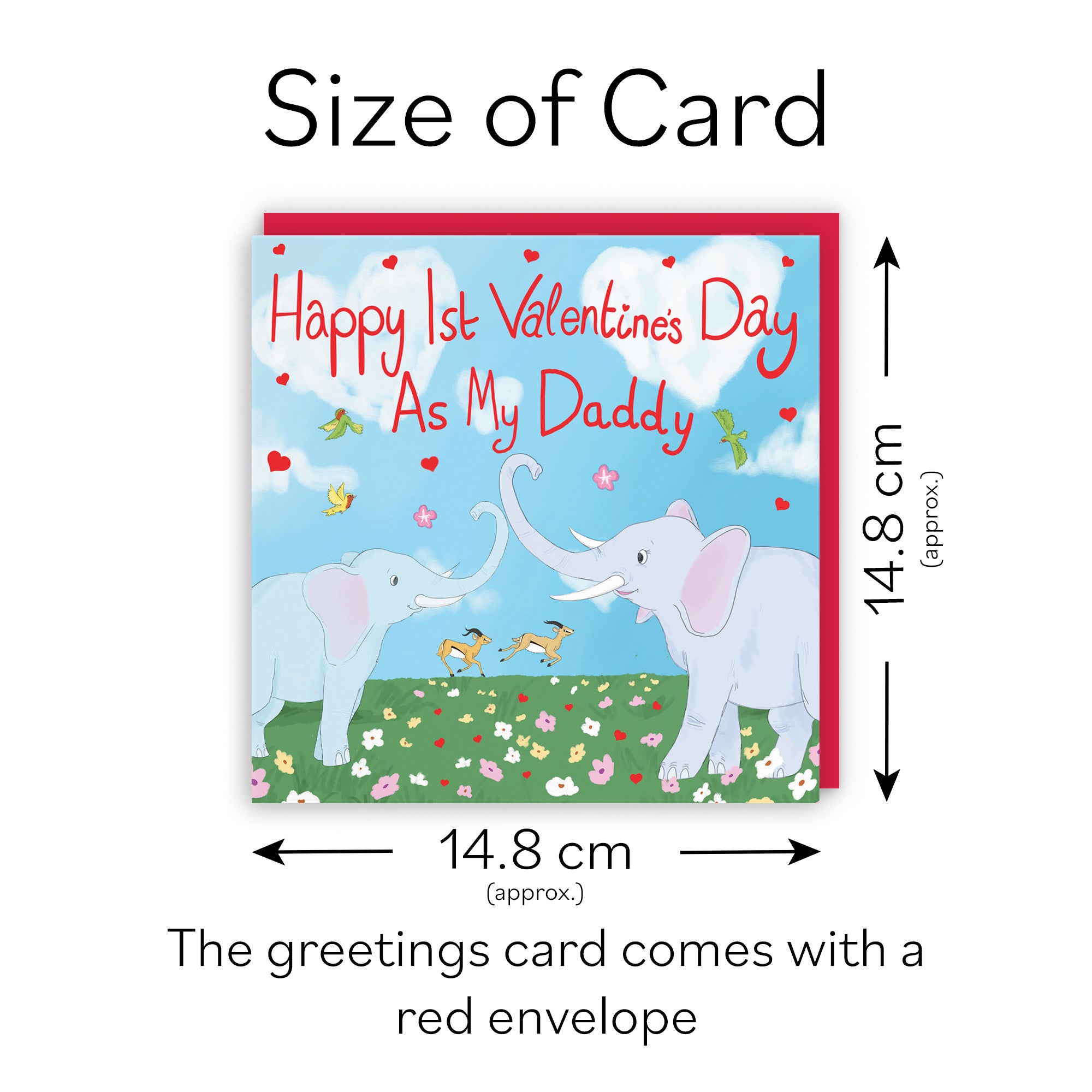 1st Valentine's Day As My Daddy Elephants Card Cute Animals - Default Title (TH03324)