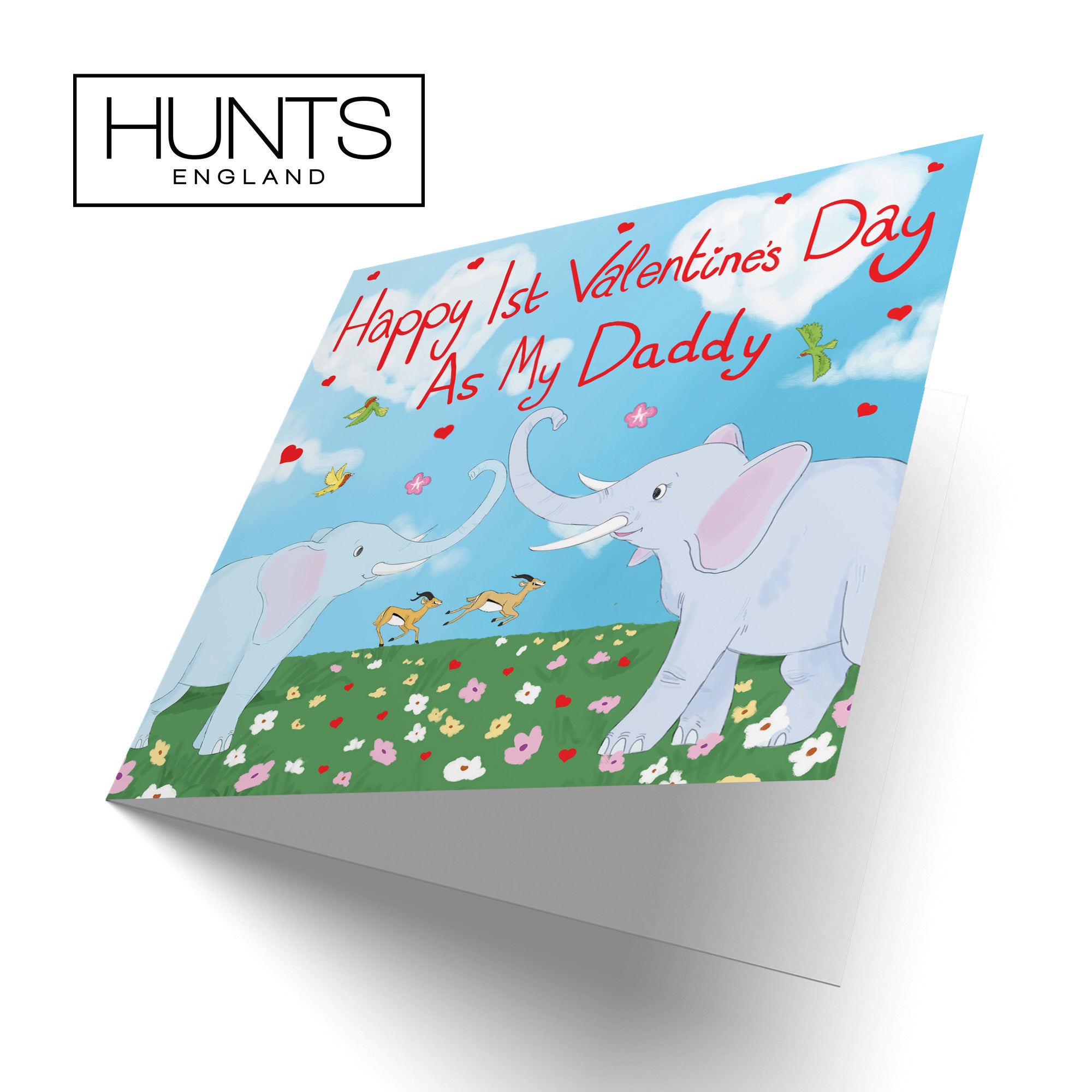 1st Valentine's Day As My Daddy Elephants Card Cute Animals - Default Title (TH03324)