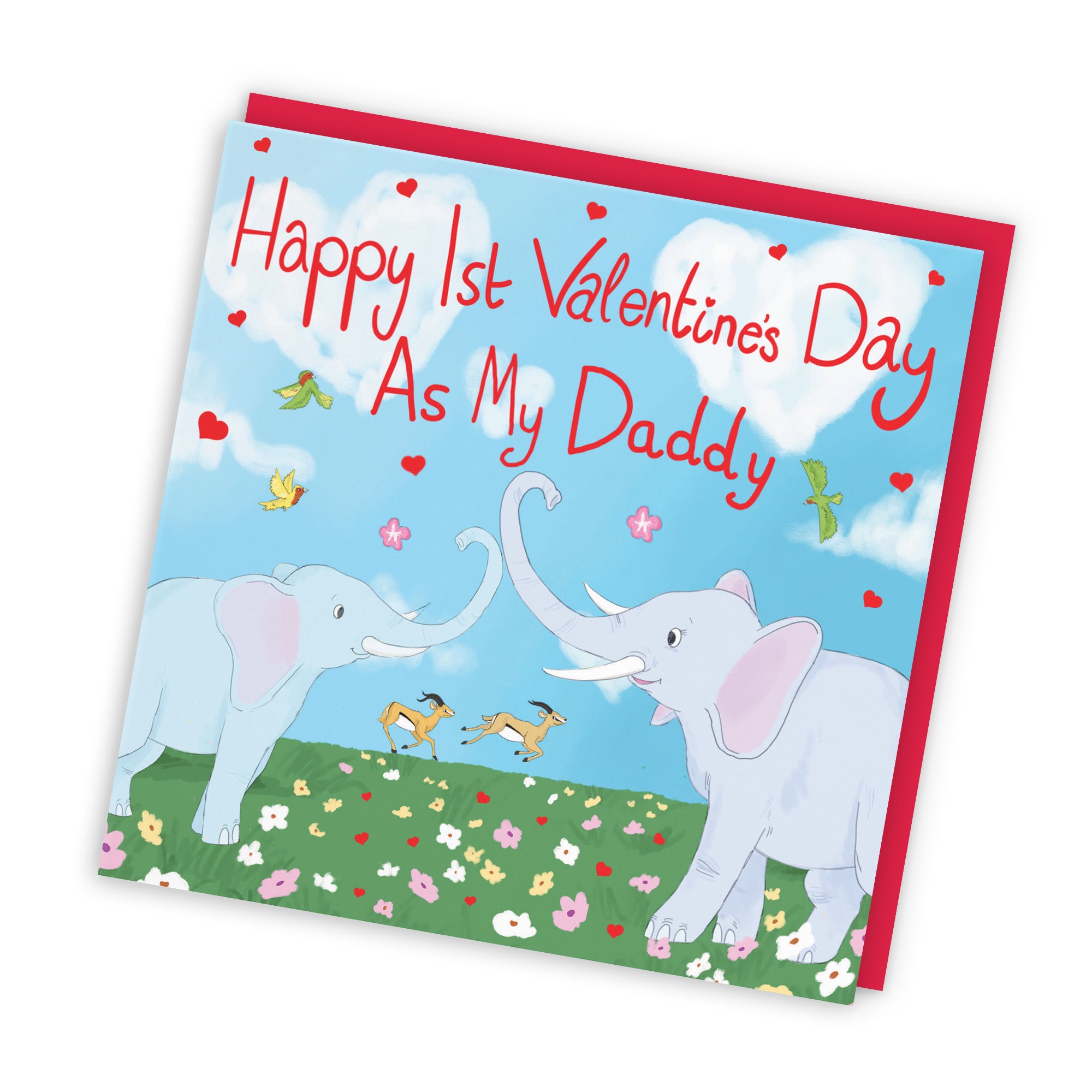 1st Valentine's Day As My Daddy Elephants Card Cute Animals - Default Title (TH03324)