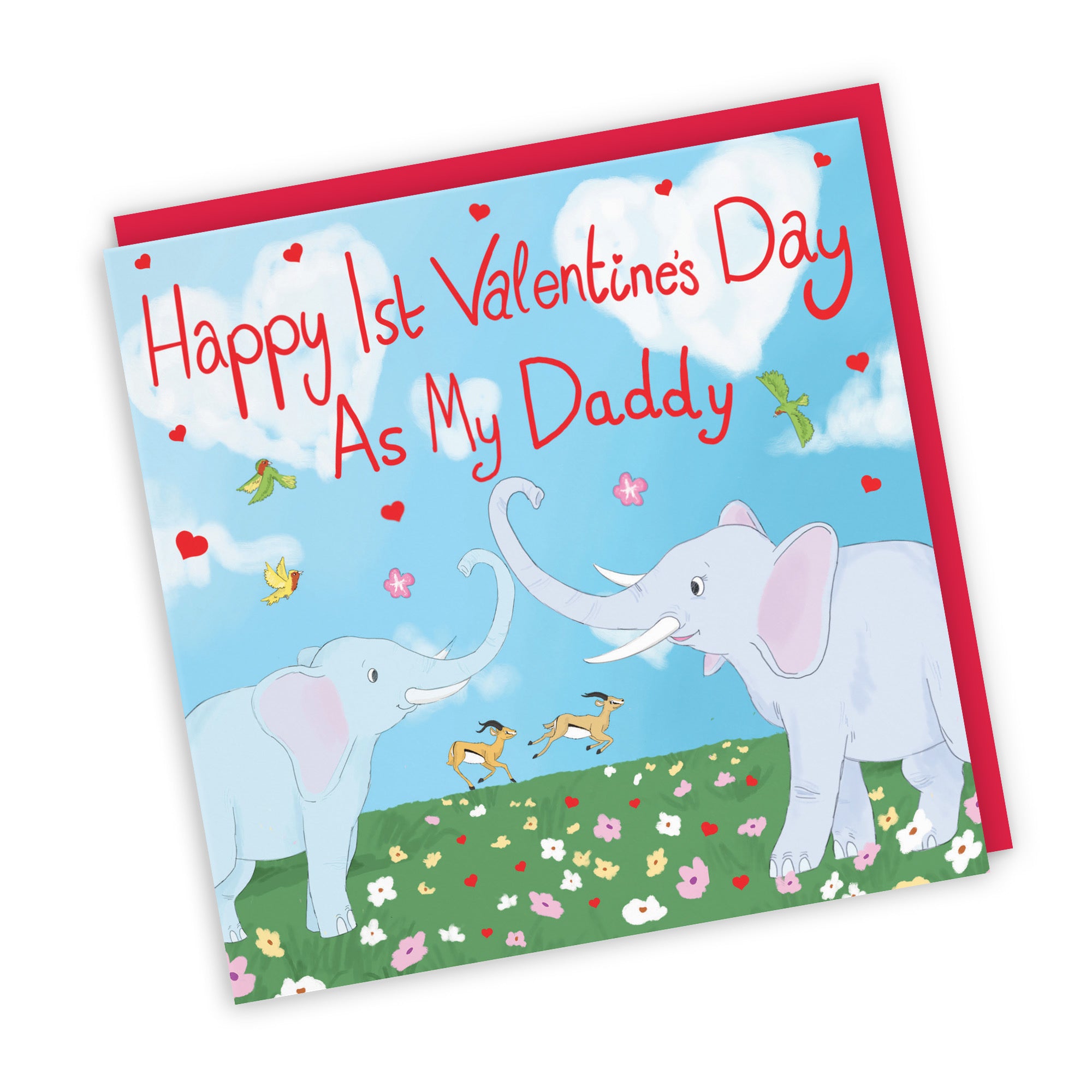 1st Valentine's Day As My Daddy Elephants Card Cute Animals - Default Title (TH03324)