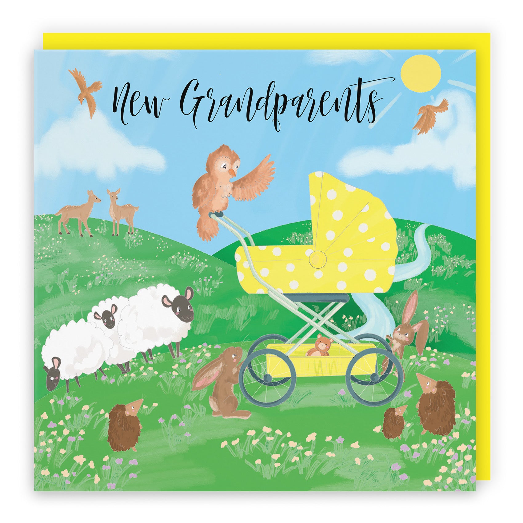 New Grandparents Card Yellow Pram Countryside - Default Title (TH03342)
