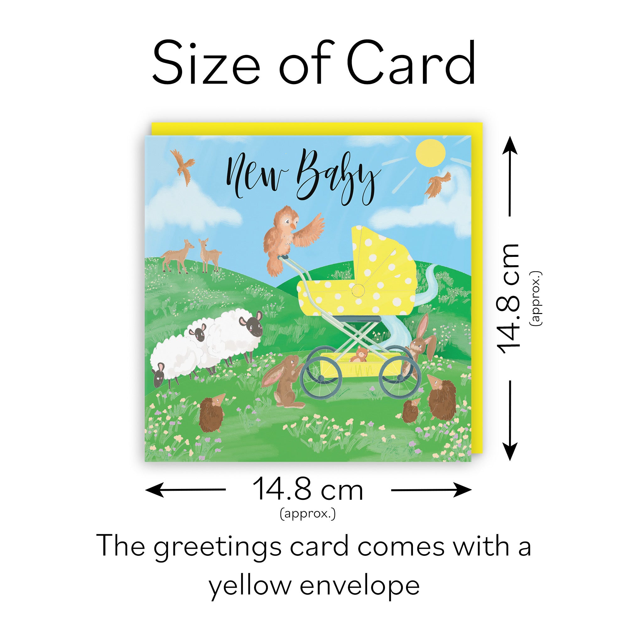 New Baby Card Yellow Pram Countryside - Default Title (TH03343)