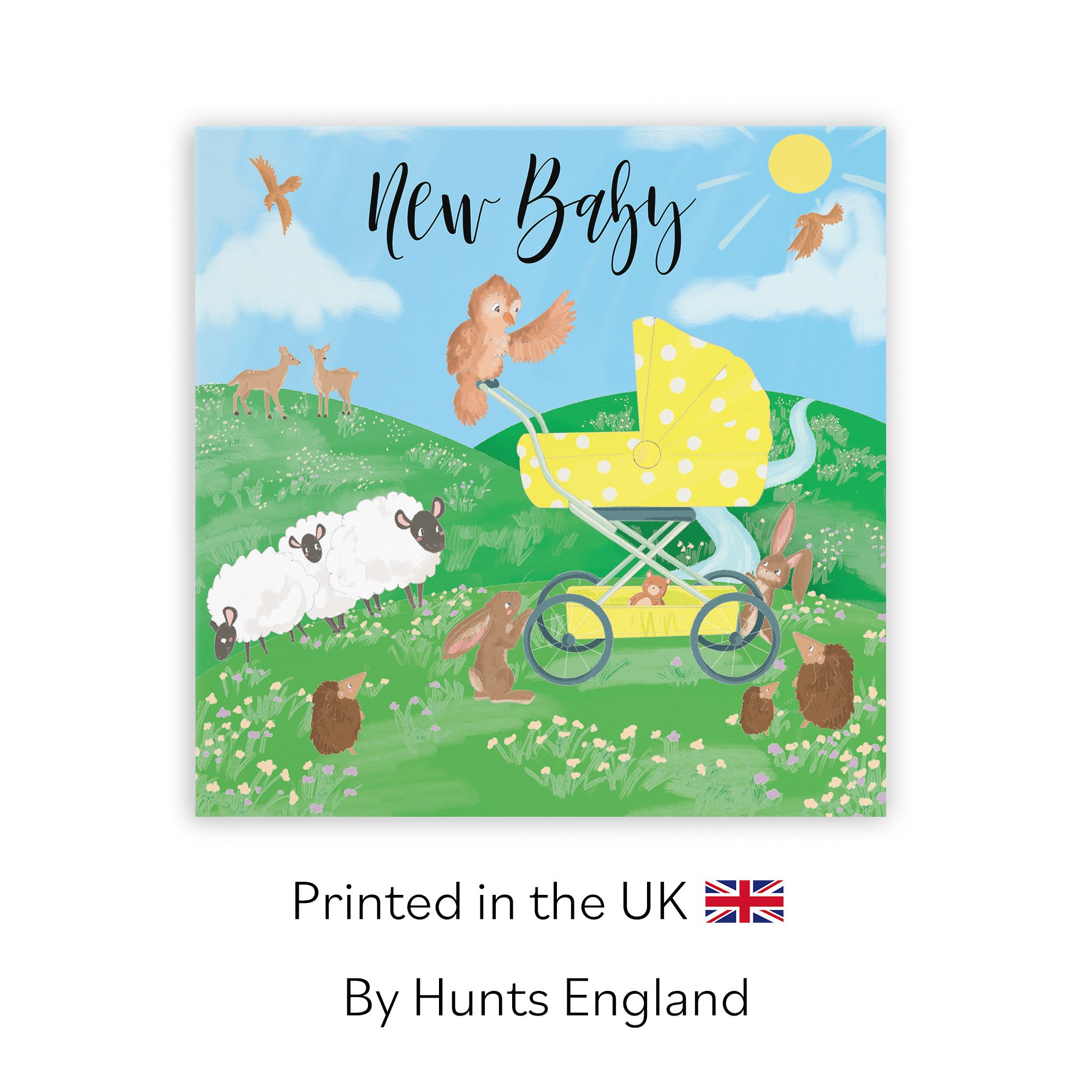 New Baby Card Yellow Pram Countryside - Default Title (TH03343)