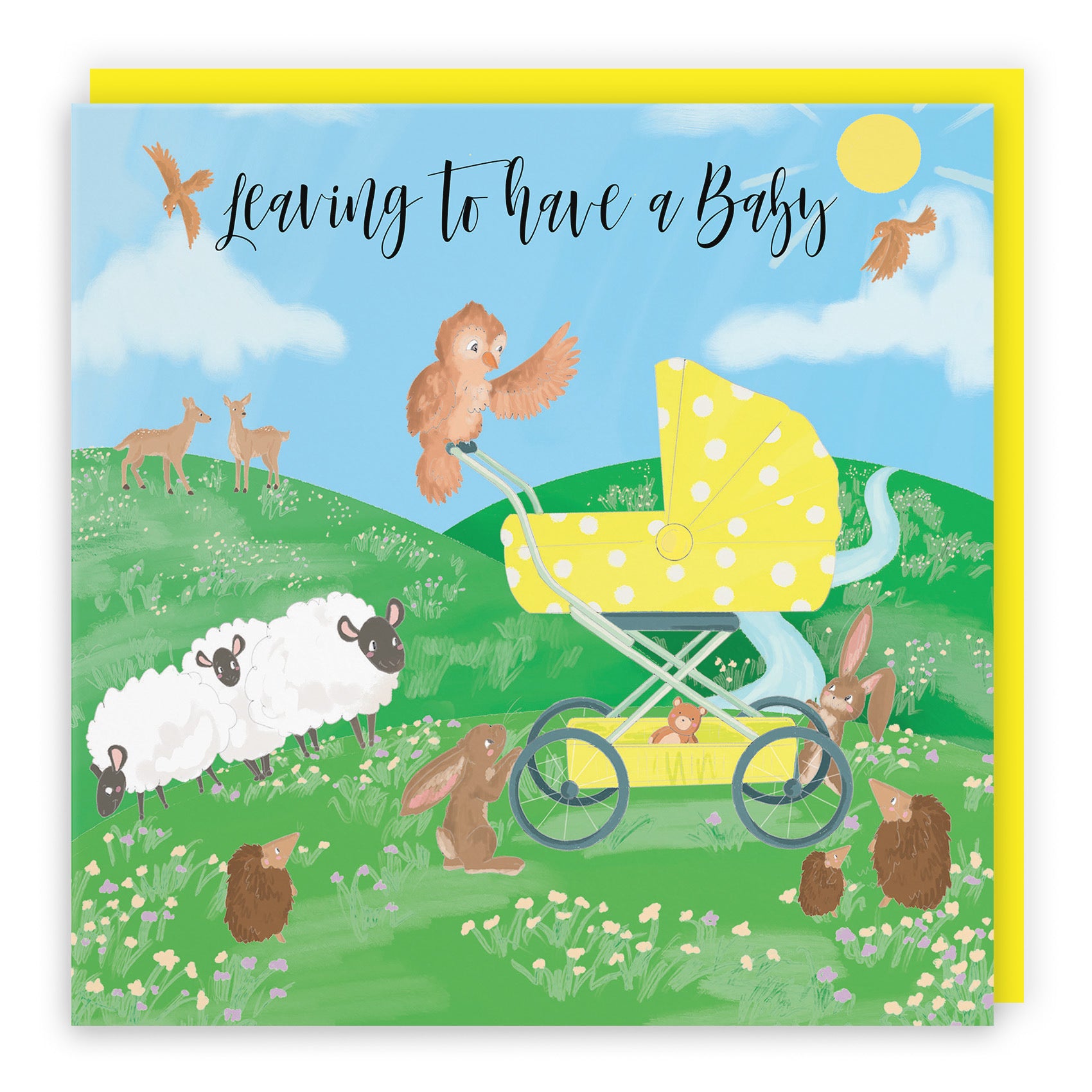 Leaving To Have A Baby Card Yellow Pram Countryside - Default Title (TH03344)