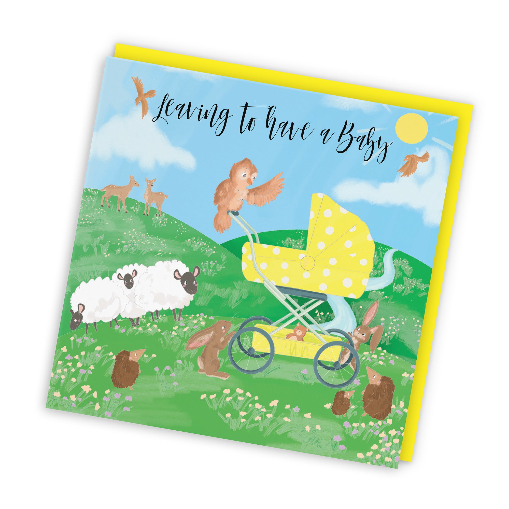 Leaving To Have A Baby Card Yellow Pram Countryside - Default Title (TH03344)