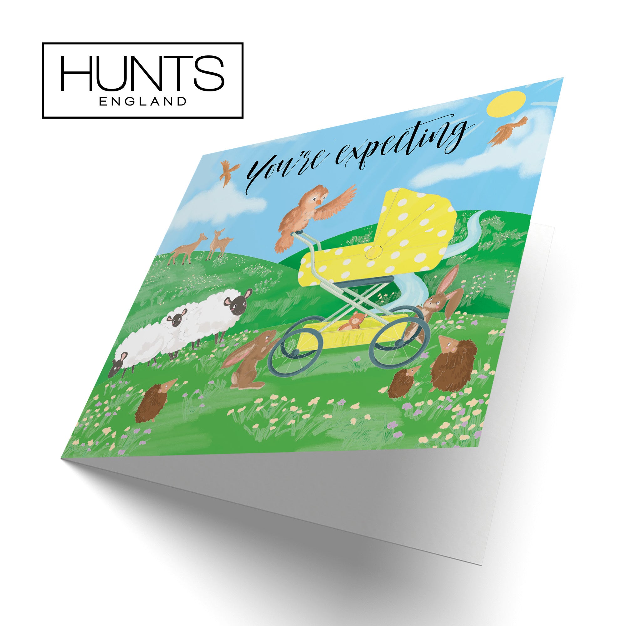 Congratulations Expecting New Baby Card Yellow Pram Countryside - Default Title (TH03346)