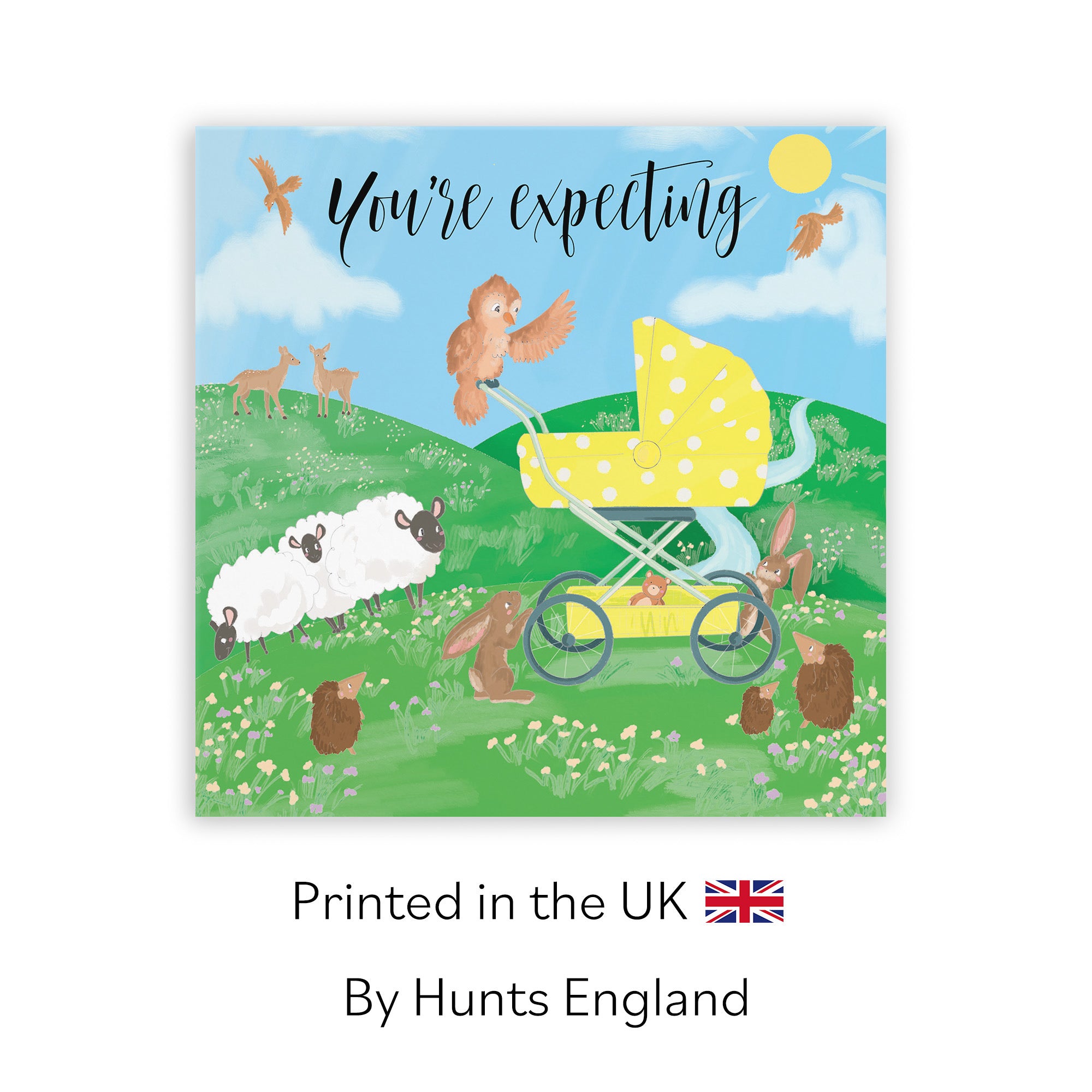 Congratulations Expecting New Baby Card Yellow Pram Countryside - Default Title (TH03346)