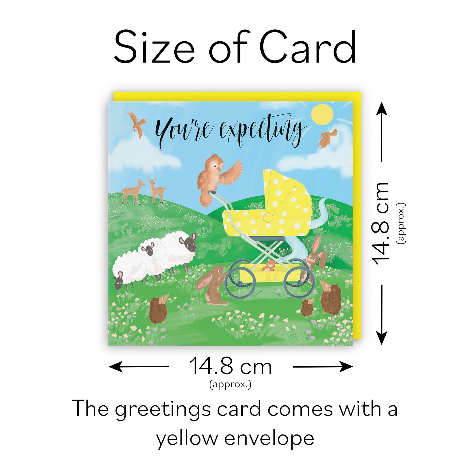 Congratulations Expecting New Baby Card Yellow Pram Countryside - Default Title (TH03346)