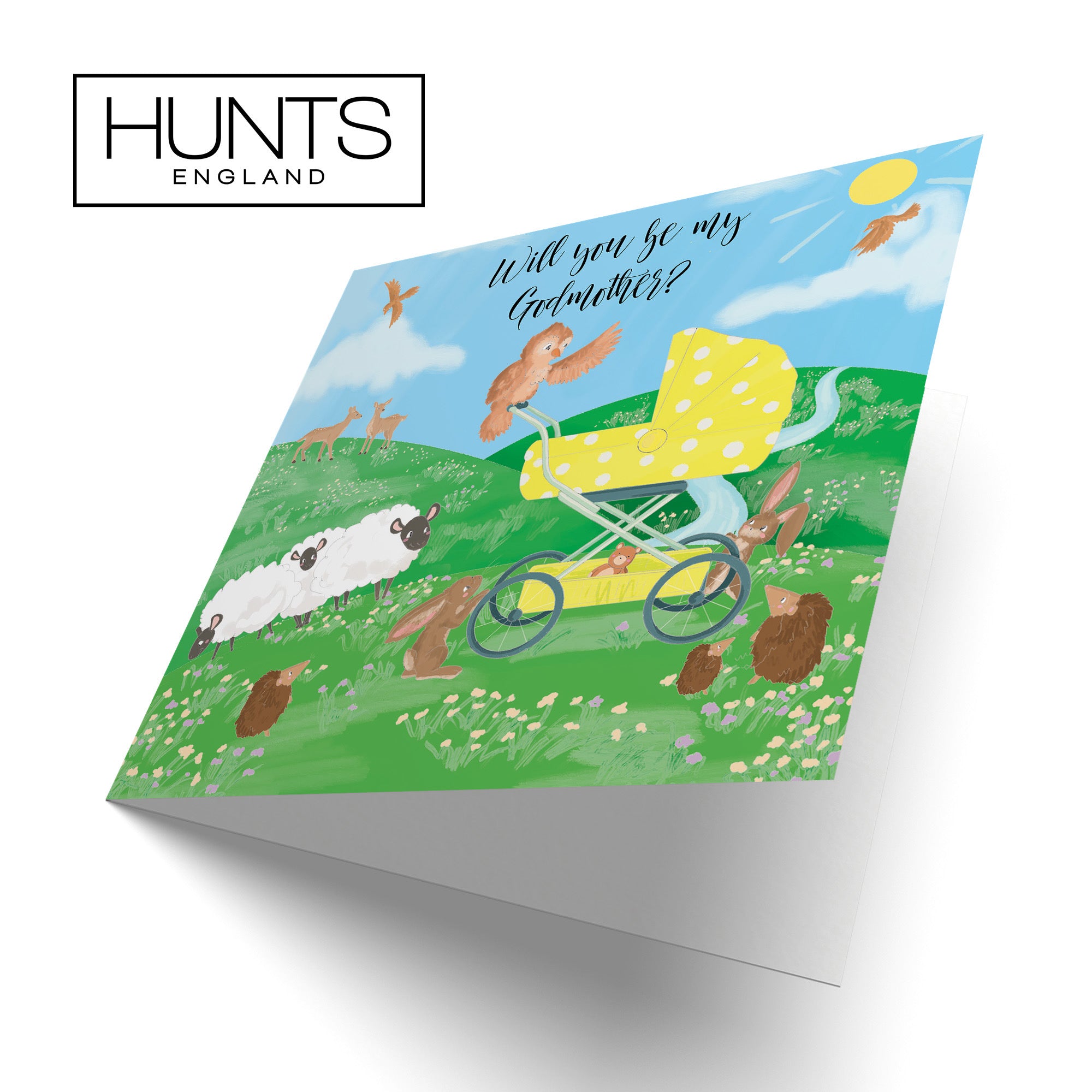 Will You Be My Godmother Card Yellow Pram Countryside - Default Title (TH03347)