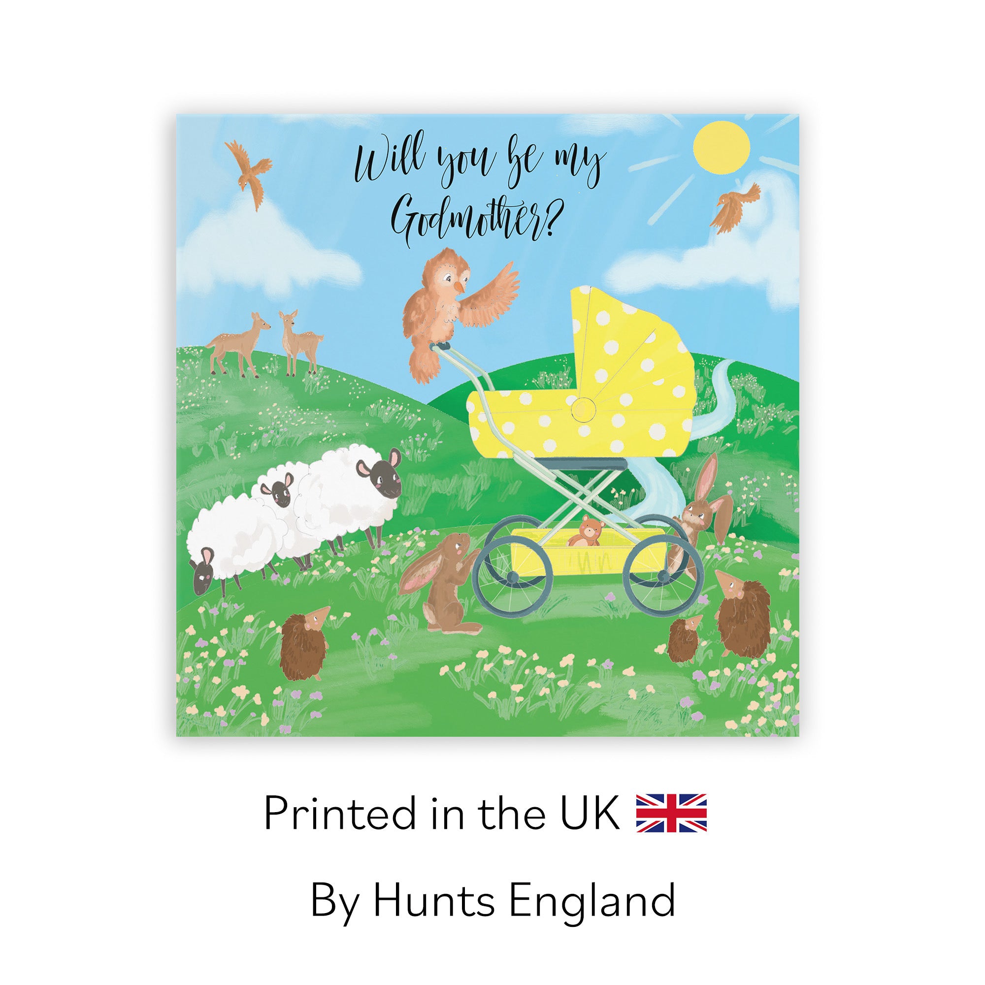 Will You Be My Godmother Card Yellow Pram Countryside - Default Title (TH03347)