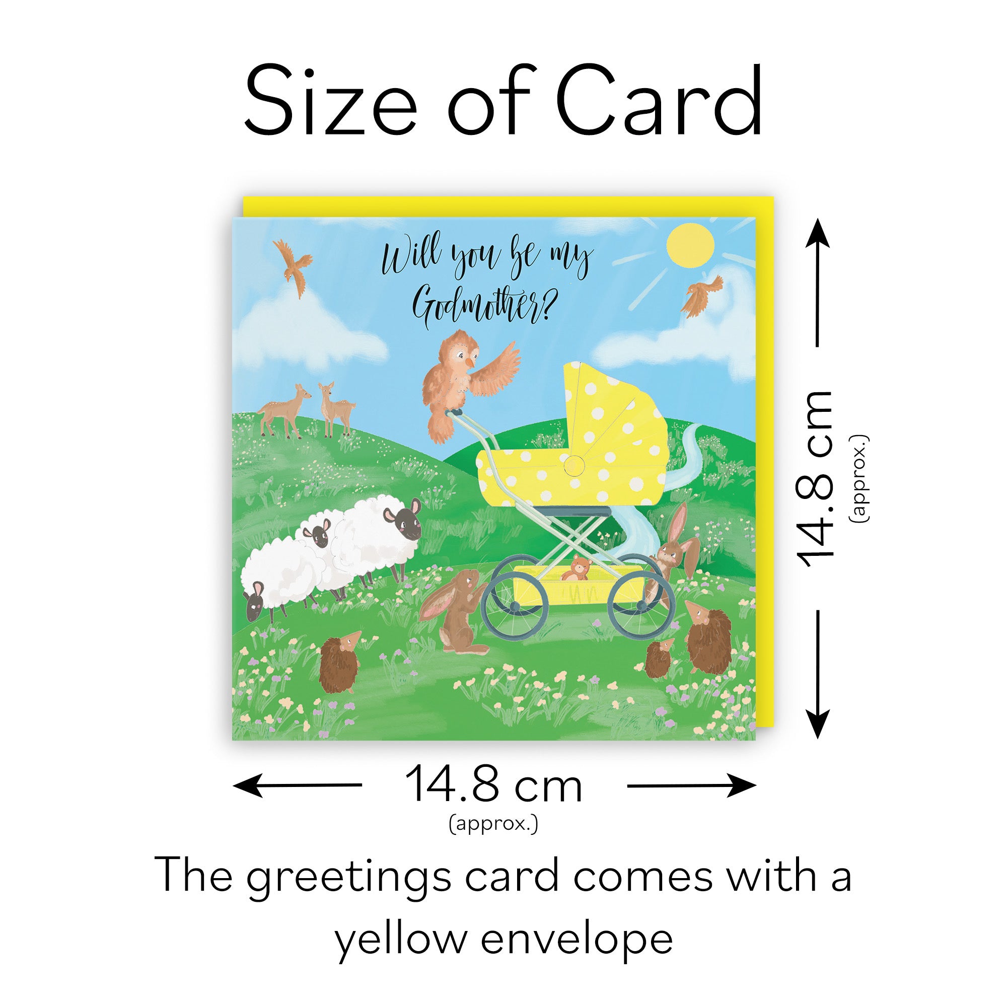 Will You Be My Godmother Card Yellow Pram Countryside - Default Title (TH03347)