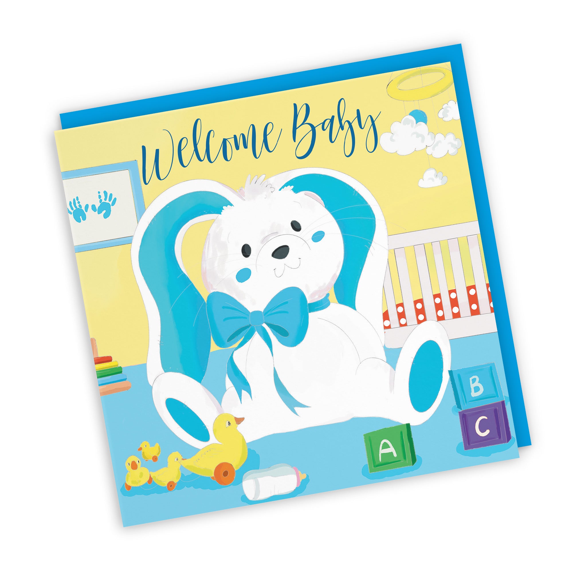 Welcome Baby Card Blue Rabbit Classic - Default Title (TH03353)