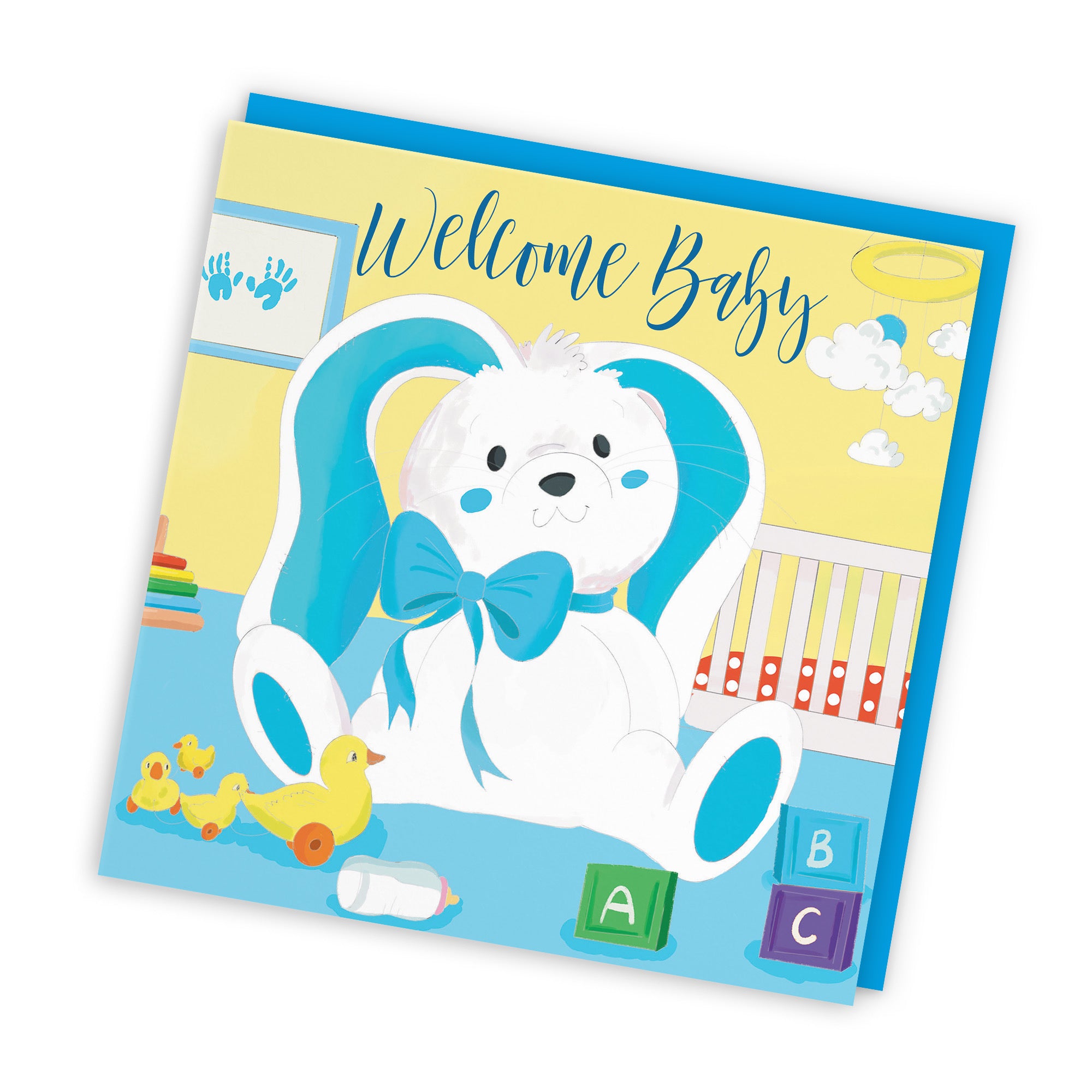 Welcome Baby Card Blue Rabbit Classic - Default Title (TH03353)