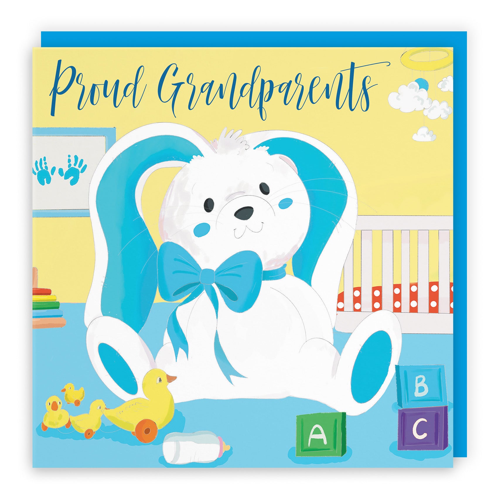 Proud Grandparents New Baby Card Blue Rabbit Classic - Default Title (TH03354)