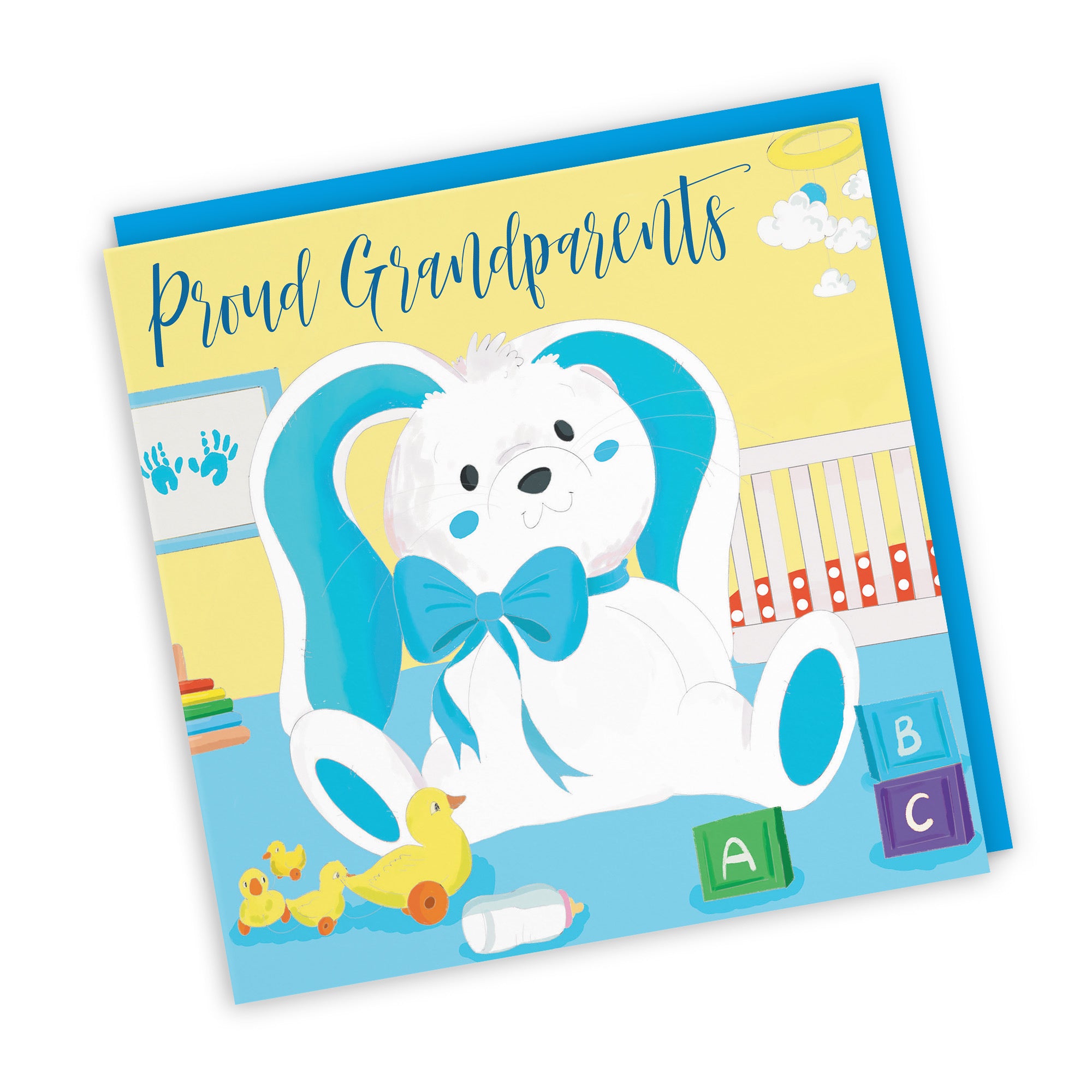 Proud Grandparents New Baby Card Blue Rabbit Classic - Default Title (TH03354)