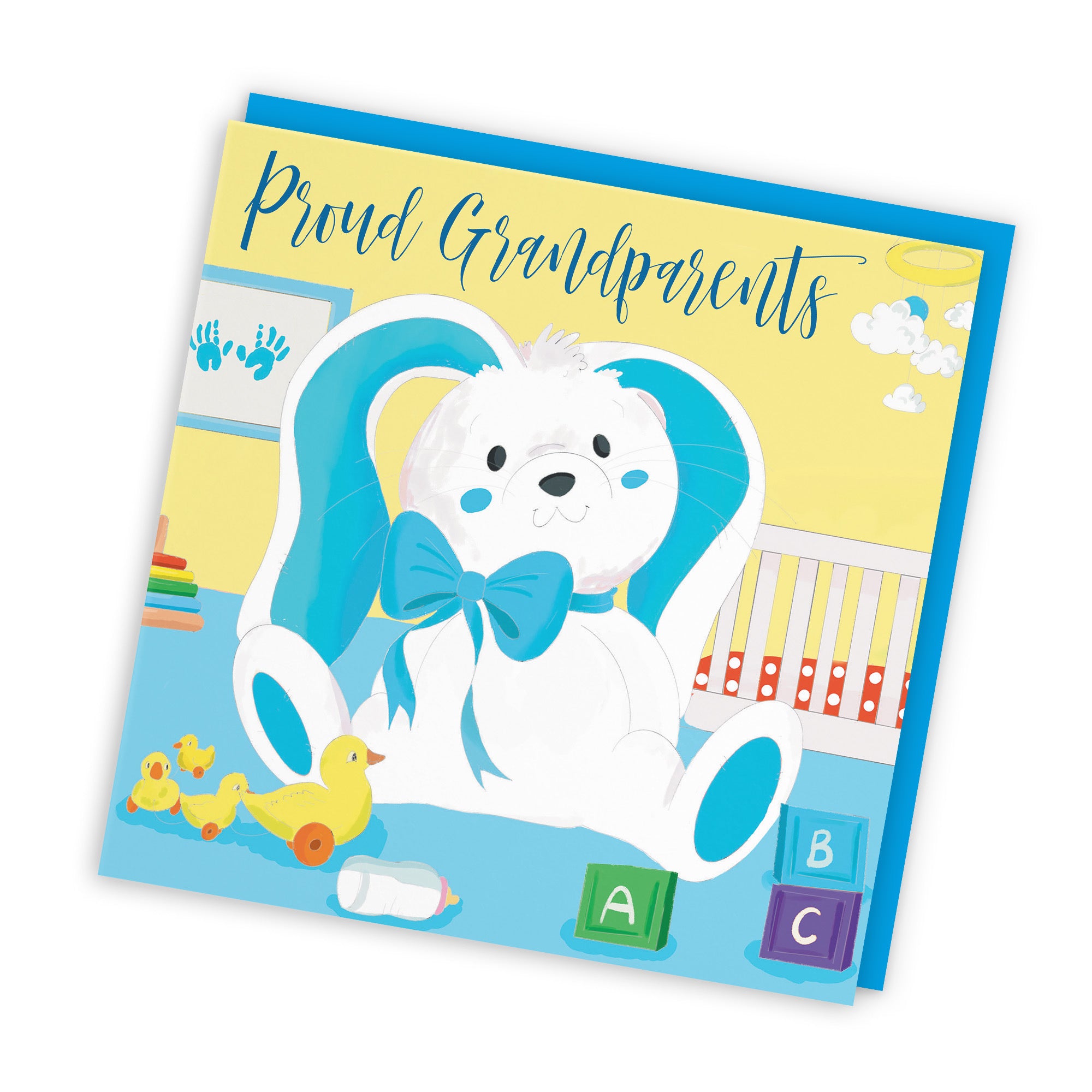 Proud Grandparents New Baby Card Blue Rabbit Classic - Default Title (TH03354)