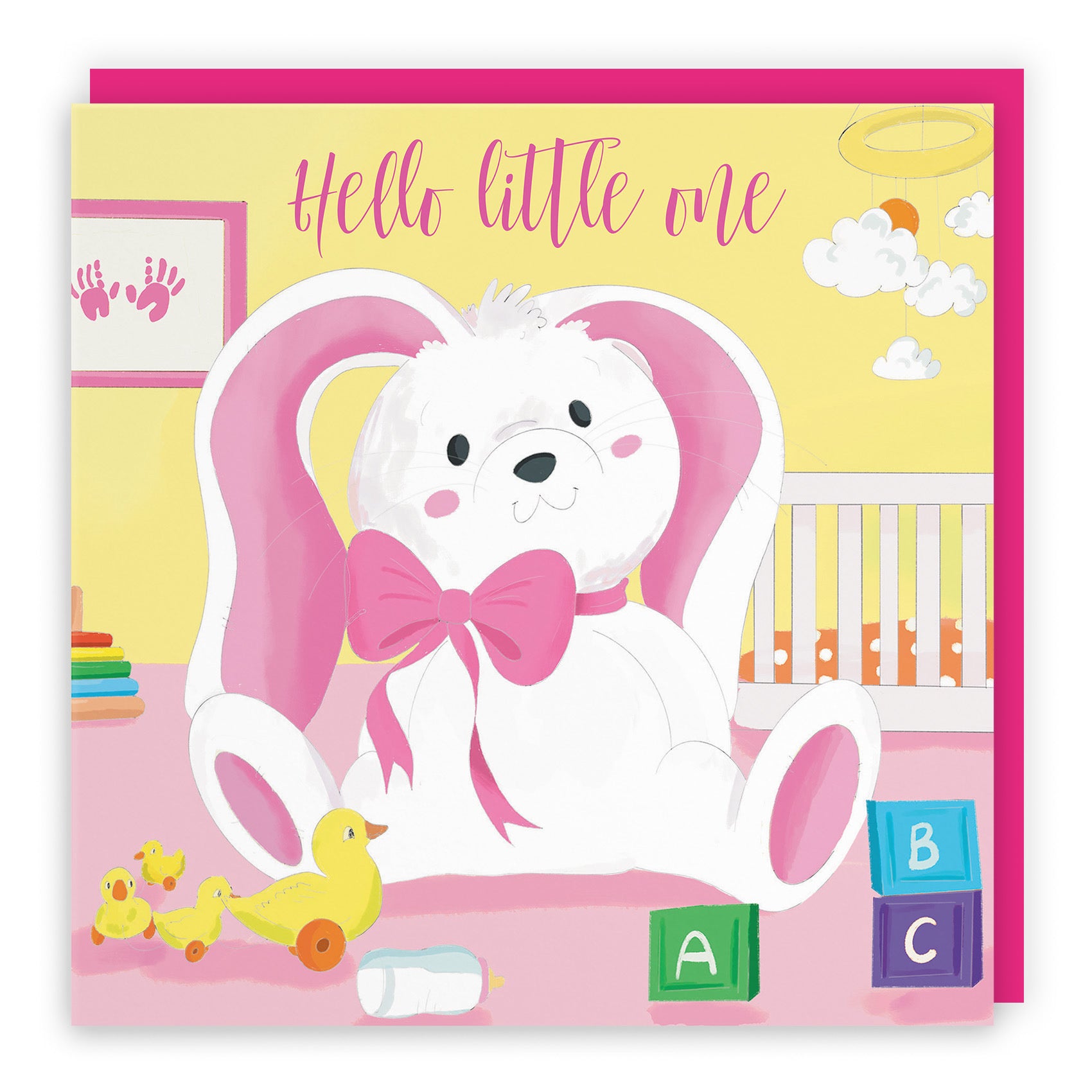 Hello Little One New Baby Girl Card Pink Rabbit Classic - Default Title (TH03358)