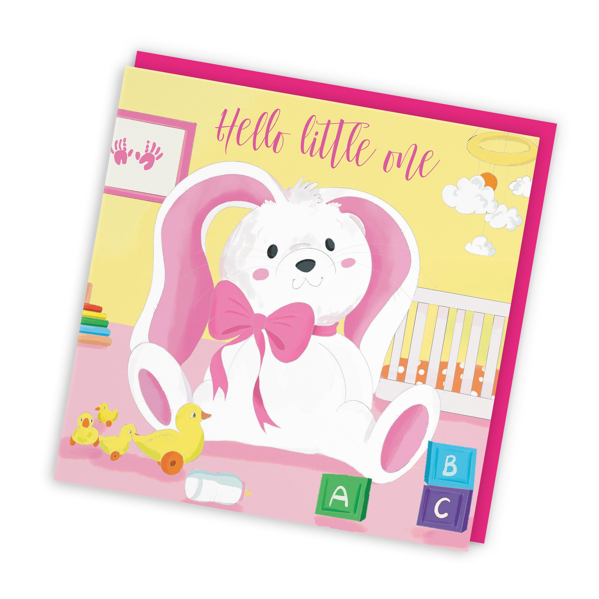 Hello Little One New Baby Girl Card Pink Rabbit Classic - Default Title (TH03358)
