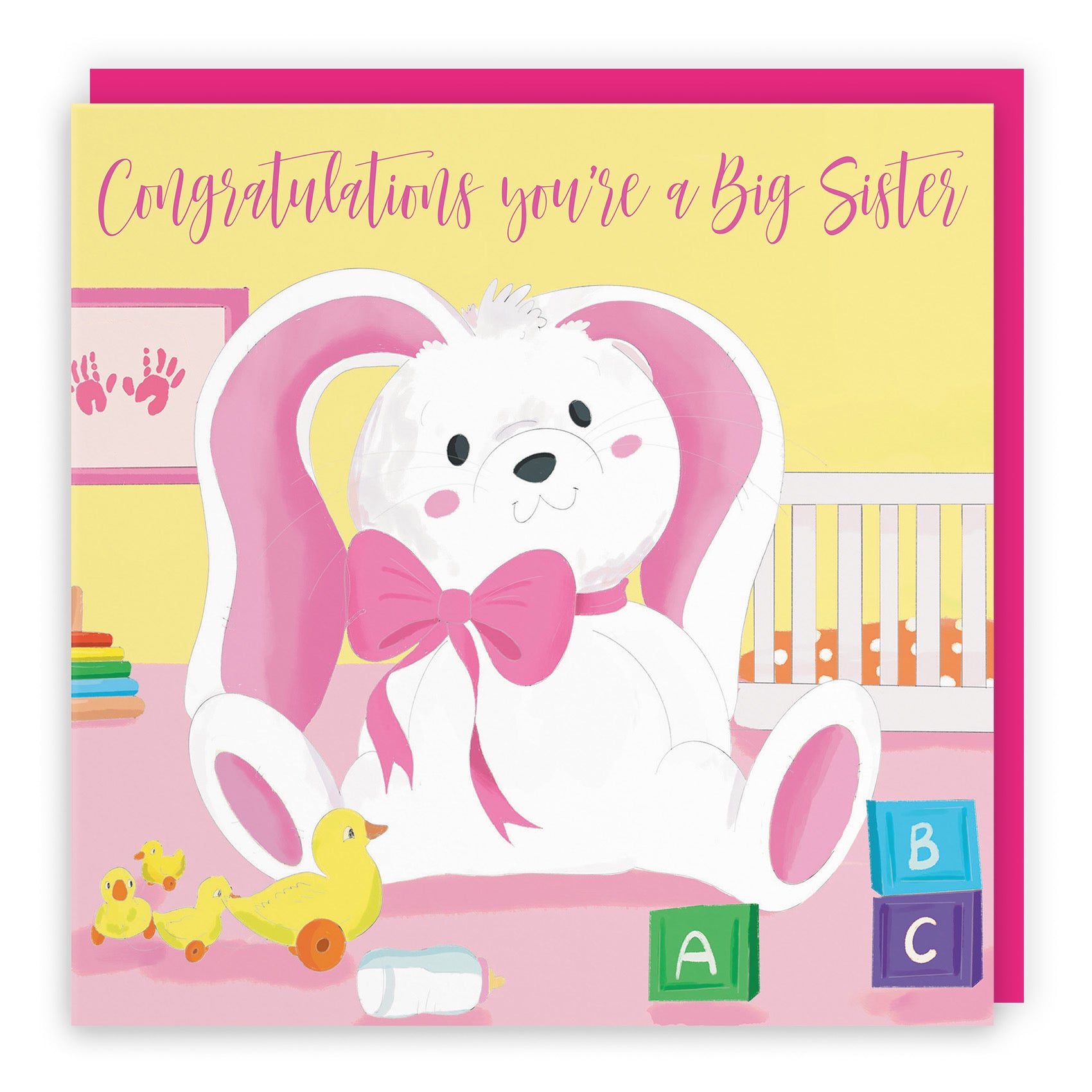 You're A Big Sister Cute New Baby Card Pink Rabbit Classic - Default Title (TH03359)
