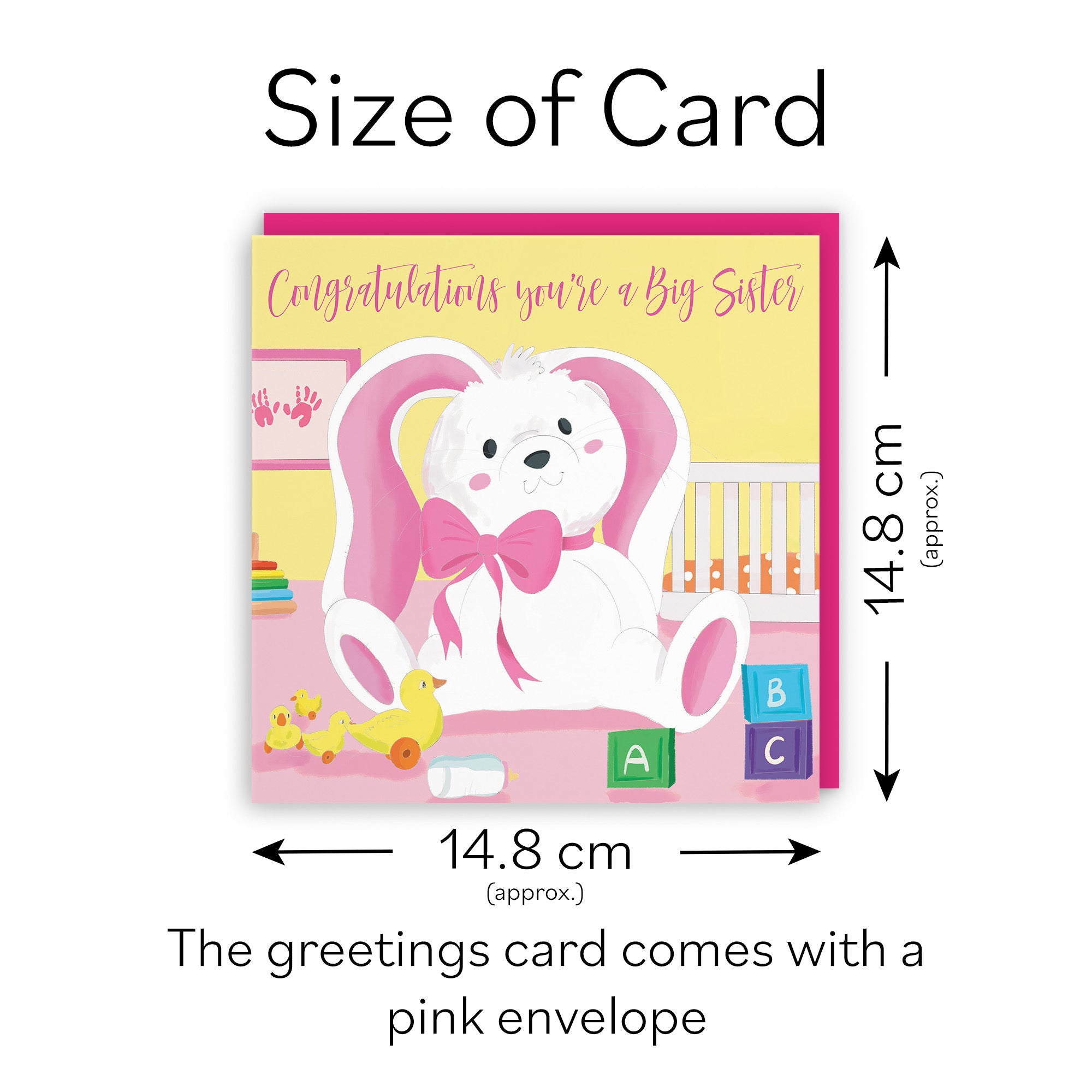 You're A Big Sister Cute New Baby Card Pink Rabbit Classic - Default Title (TH03359)